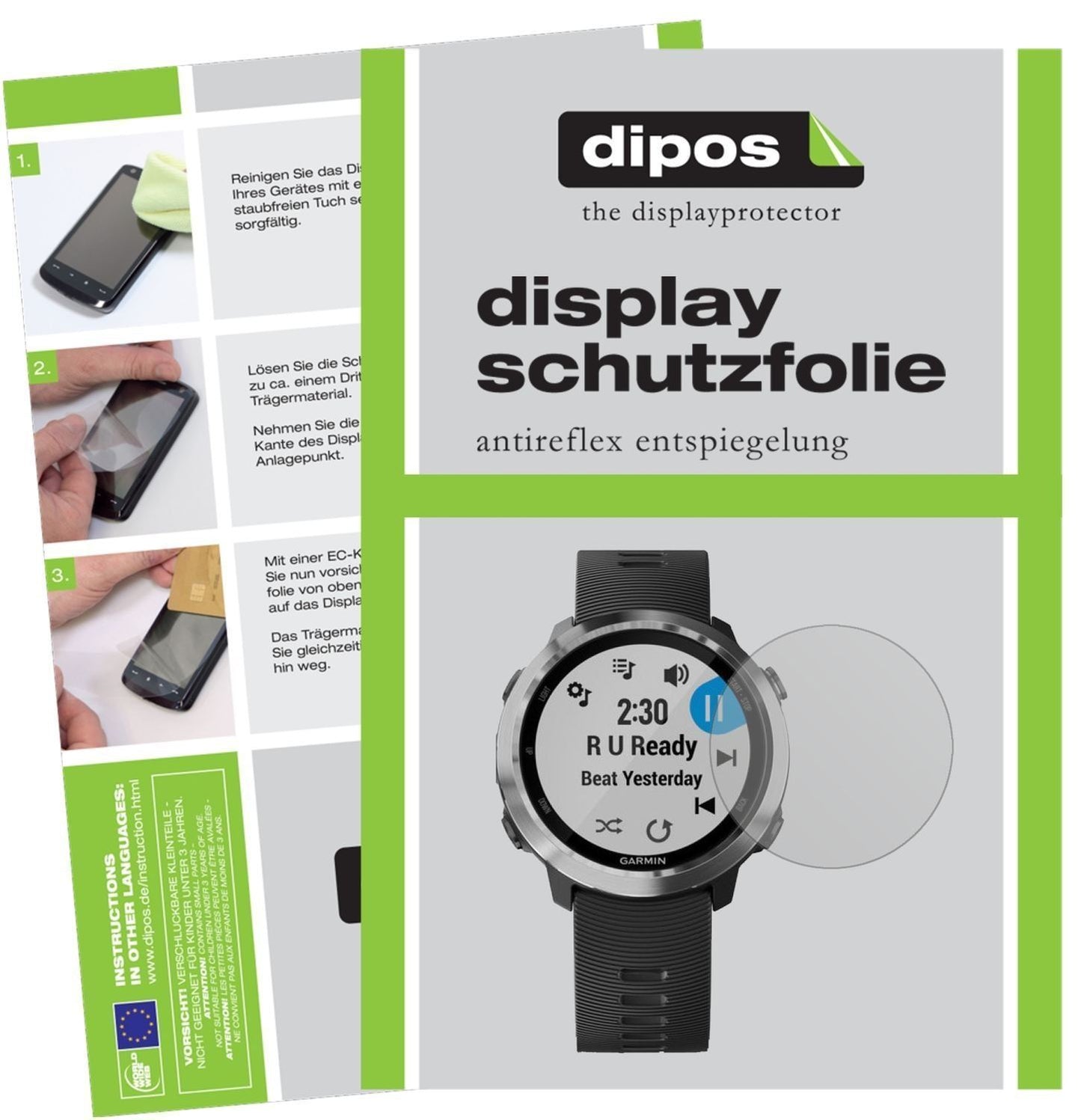6x Schutzfolie matt für Garmin Forerunner 645 Disp (1)