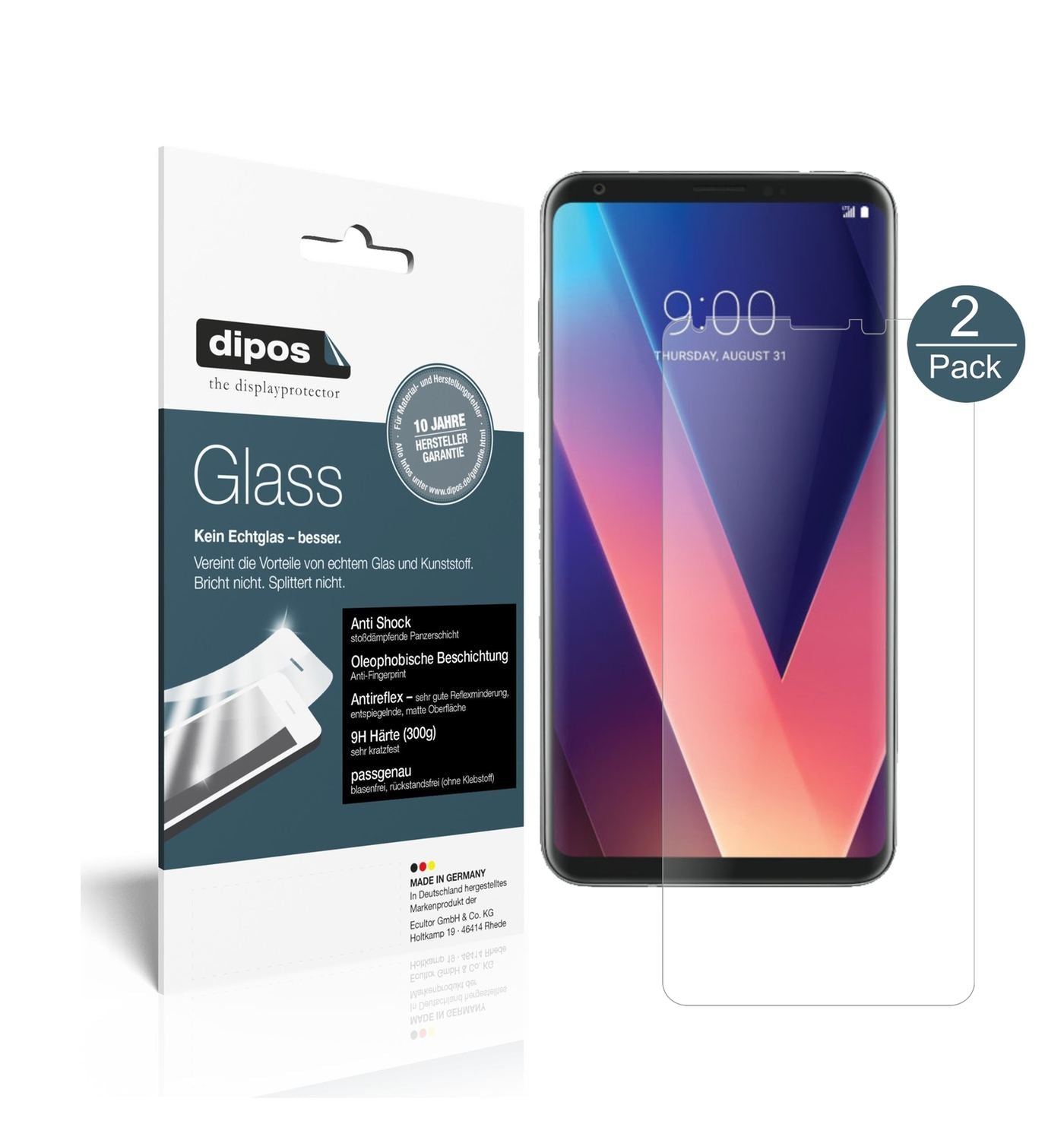 2x 9H Schutzfolie matt für LG V30 Plus Panzerfolie (1)