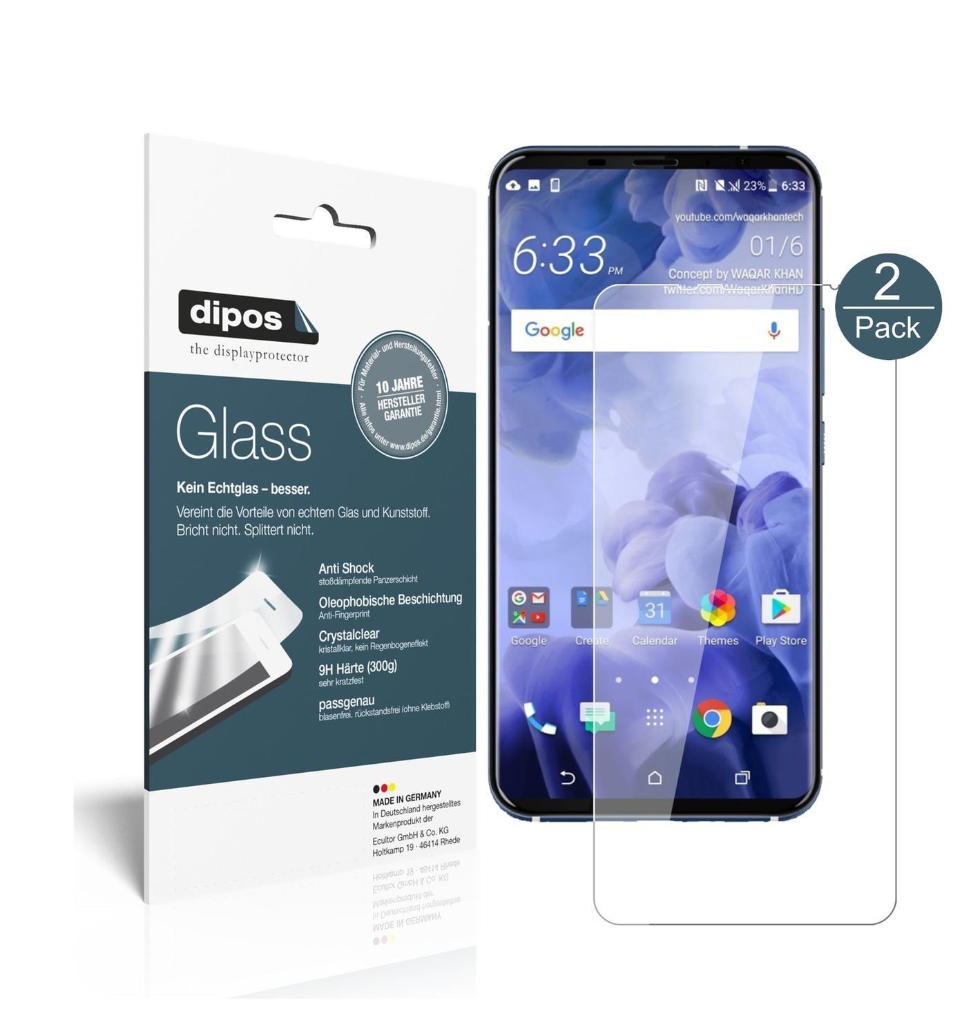 2x 9H Schutzfolie für HTC U11 Plus Panzerfolie (1)