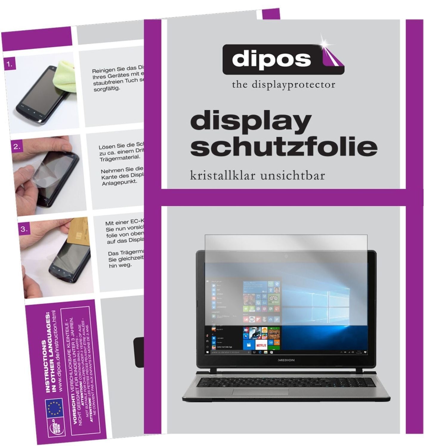 1x Schutzfolie klar für Medion Akoya E6436 Display (2)