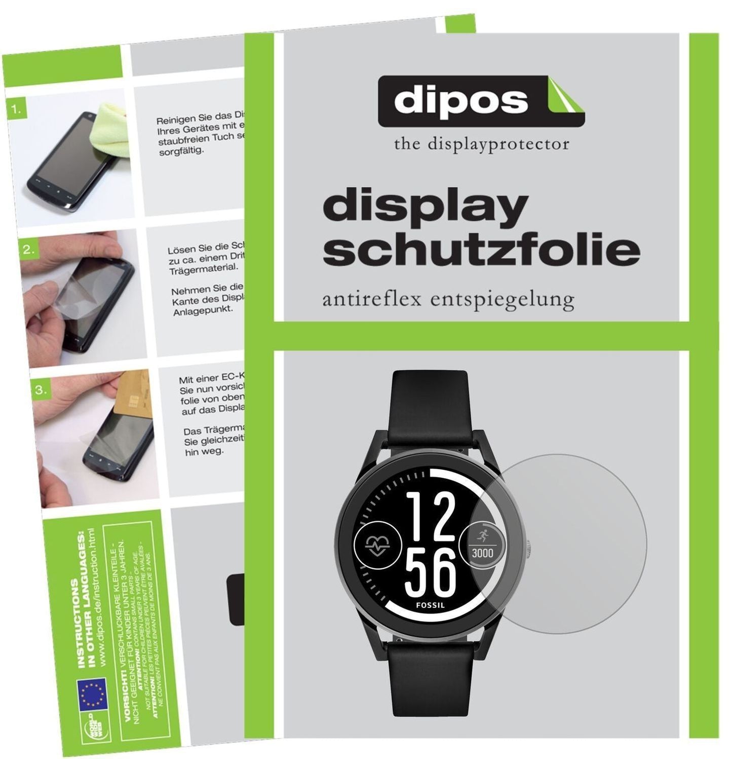 5x Schutzfolie matt für Fossil Q Control Display-S (2)