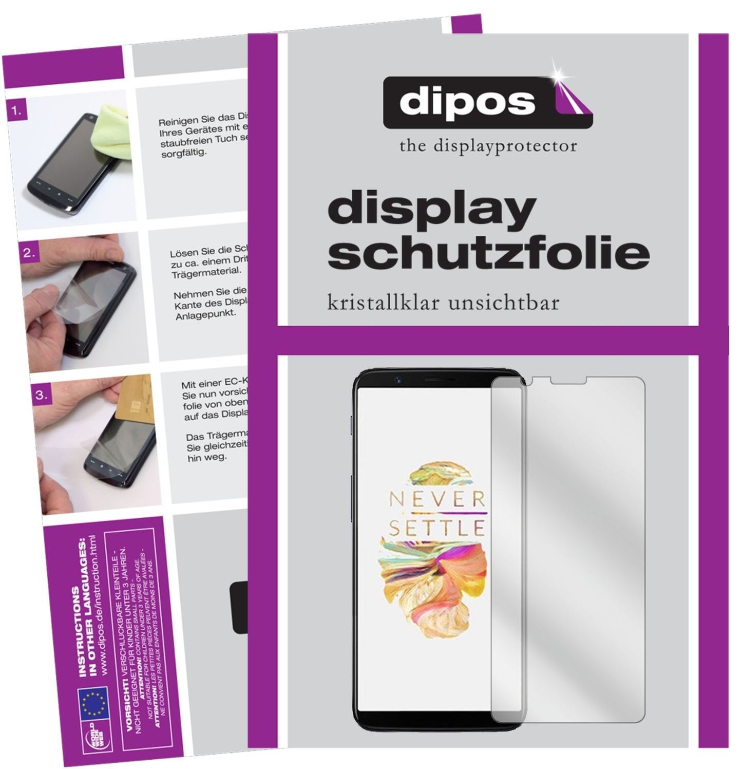2x Schutzfolie klar für OnePlus 5T Display-Schutzf (1)