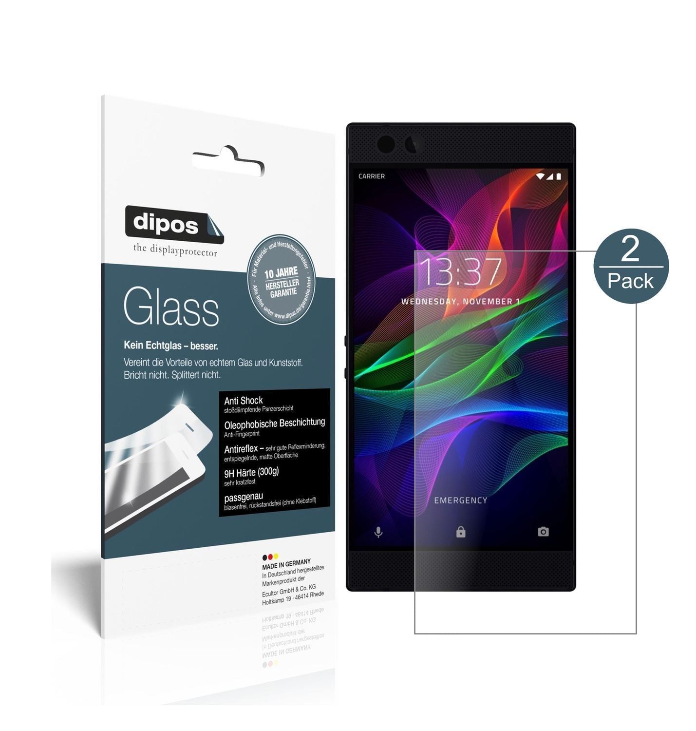 2x 9H Schutzfolie matt für Razer Phone Panzerfolie (1)