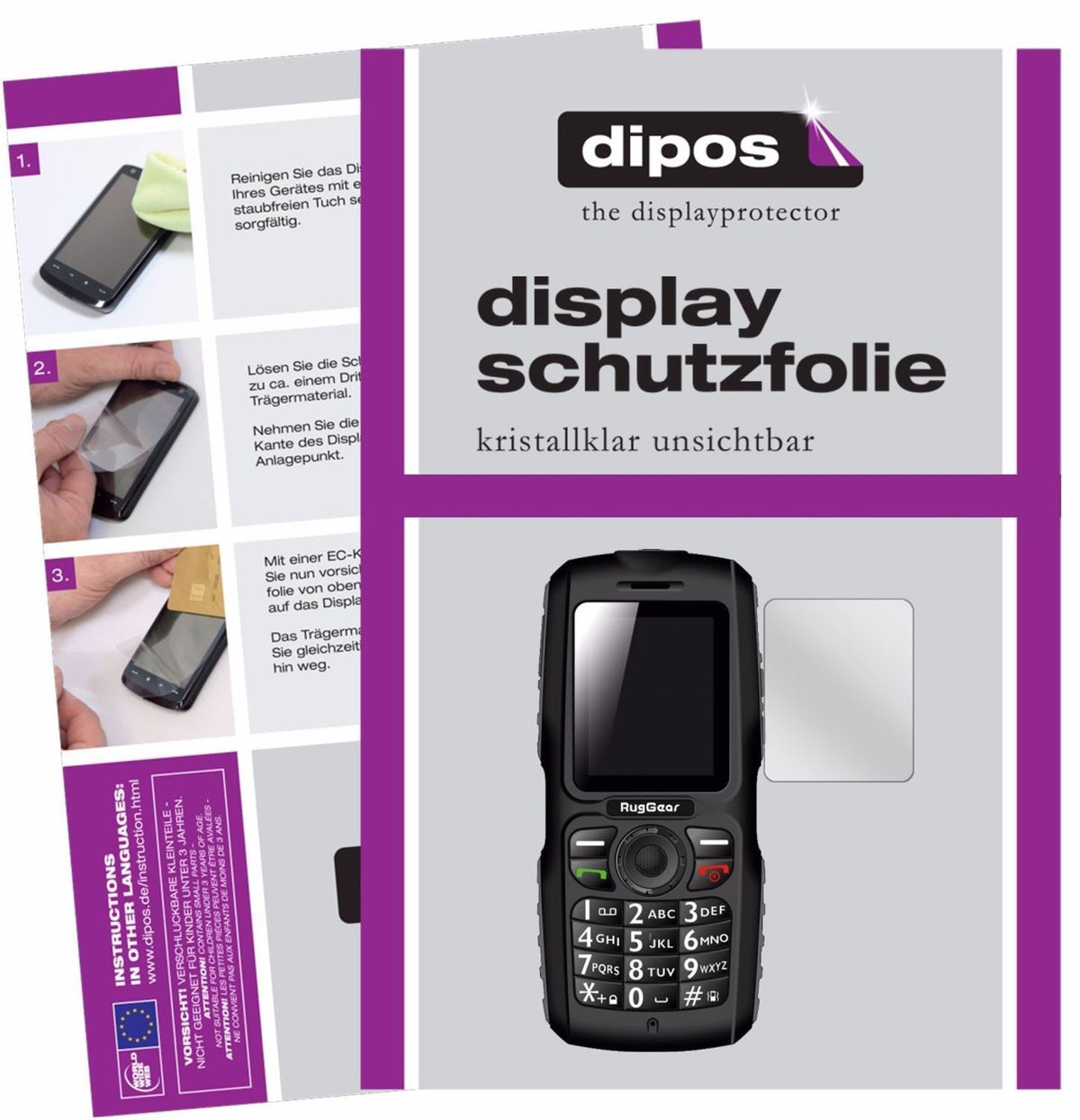 2x Schutzfolie klar für RugGear RG100 Display-Schu (1)