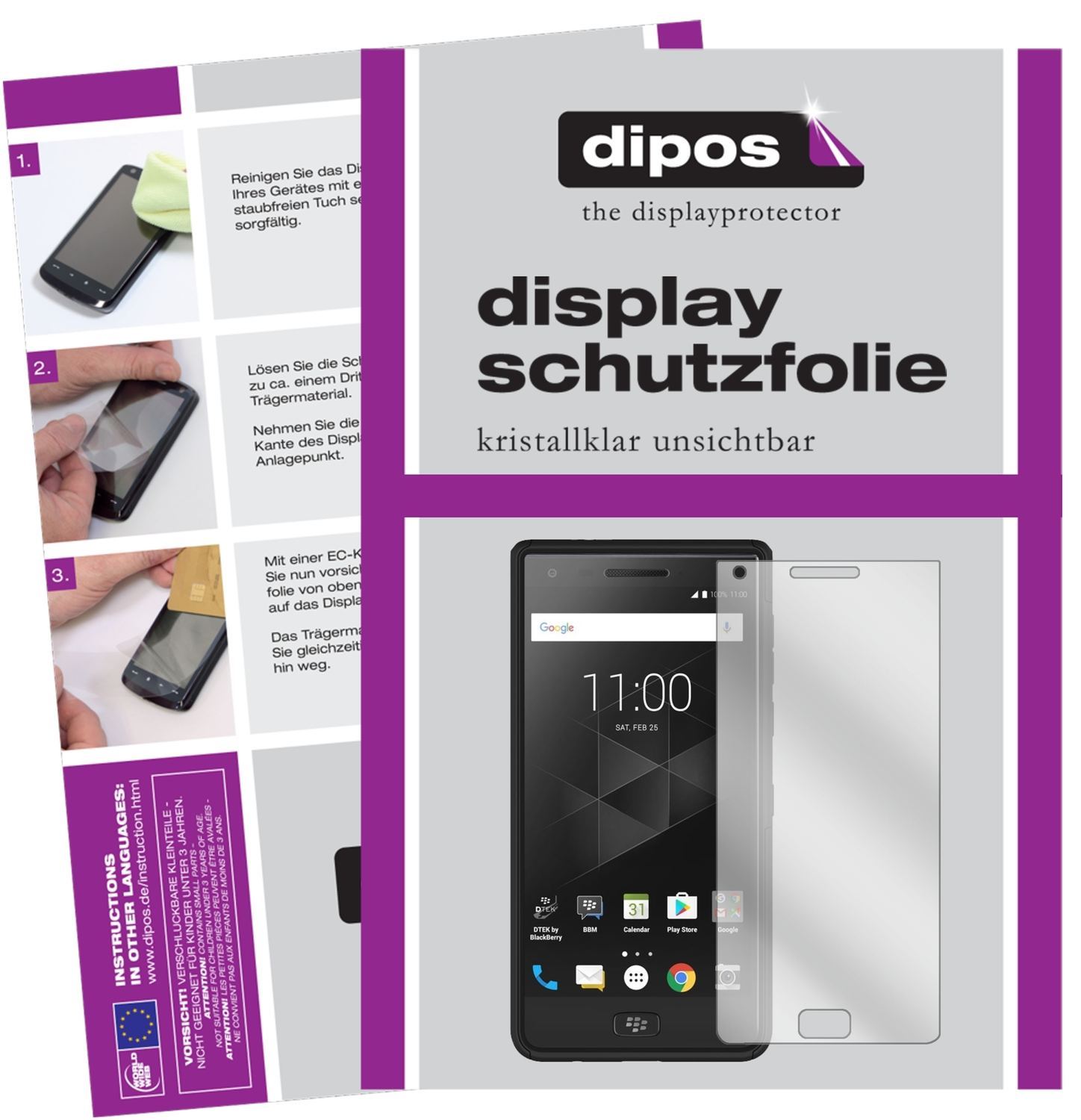 2x Schutzfolie klar für Blackberry Motion Display- (1)