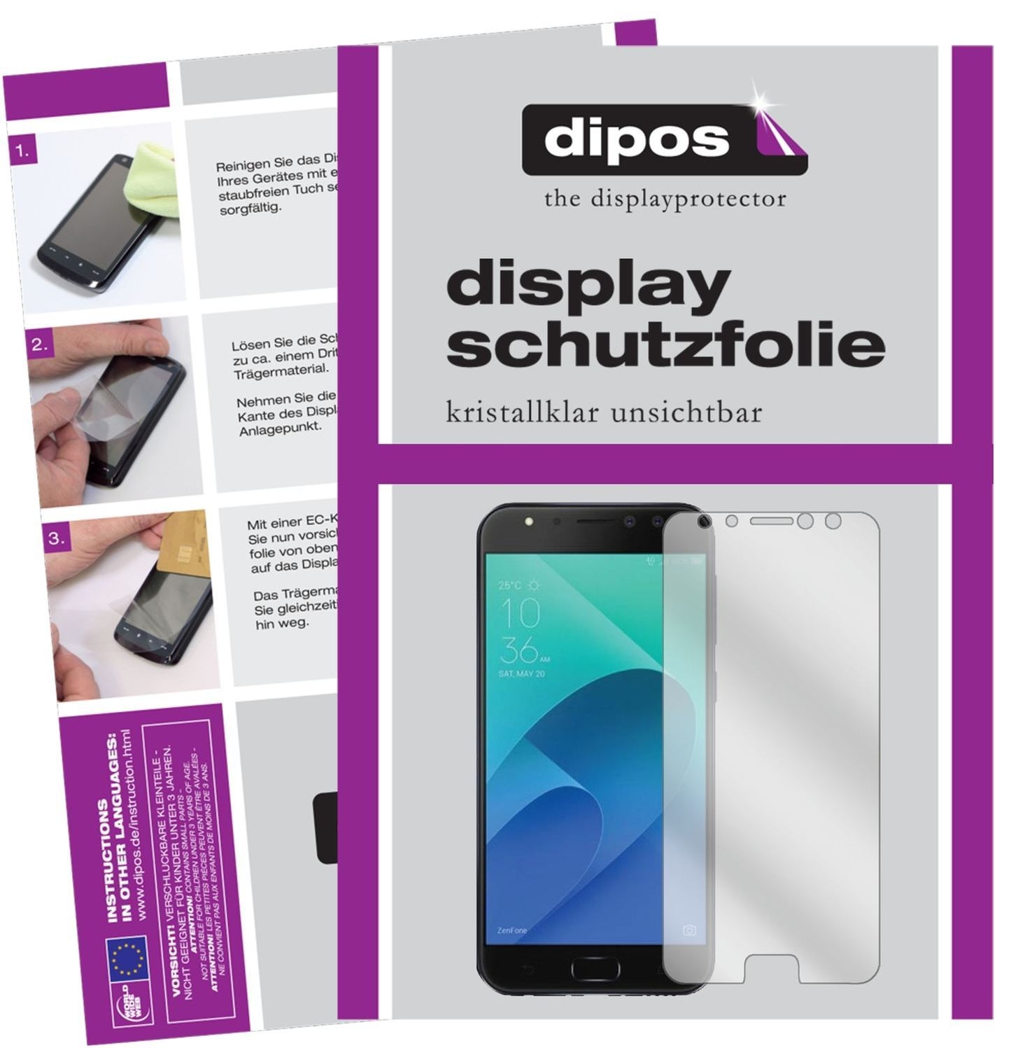 6x Schutzfolie klar für Asus Zenfone 4 Selfie Pro  (1)