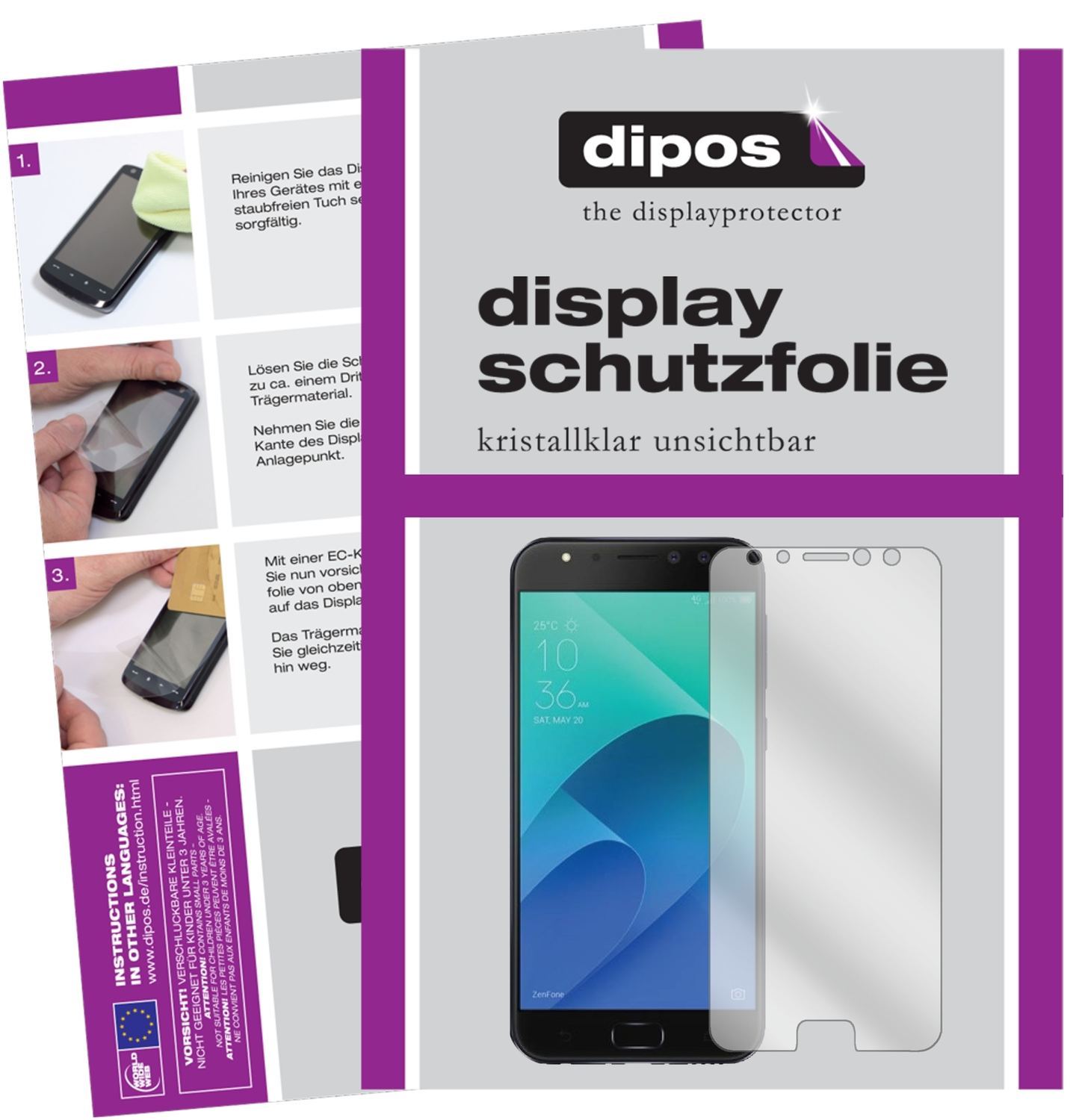 2x Schutzfolie klar für Asus Zenfone 4 Selfie Pro  (1)
