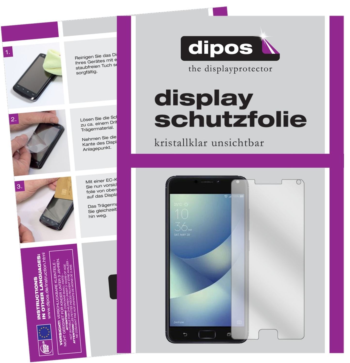 2x Schutzfolie klar für Asus Zenfone 4 ZE554KL Dis (1)