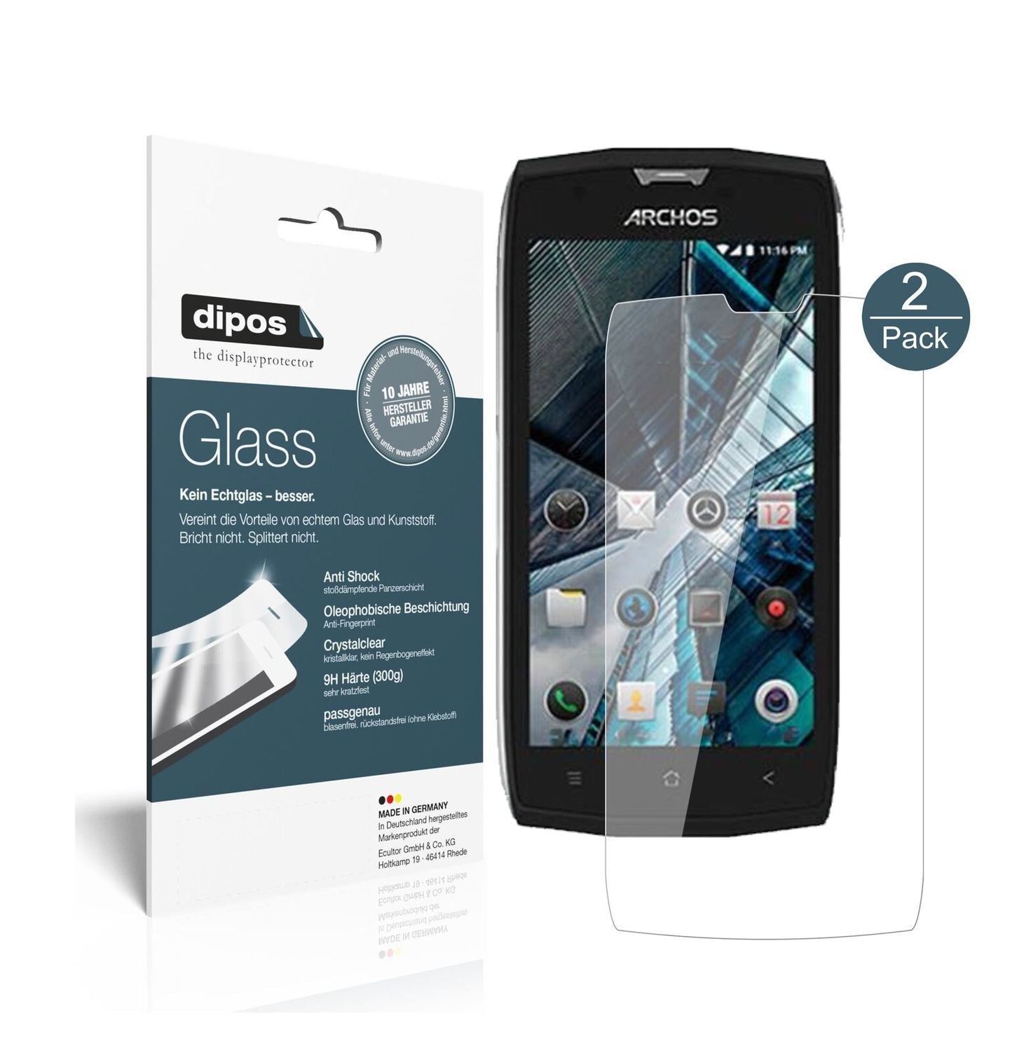 1x 9H Schutzfolie für Archos Sense 50 X Panzerfoli (2)