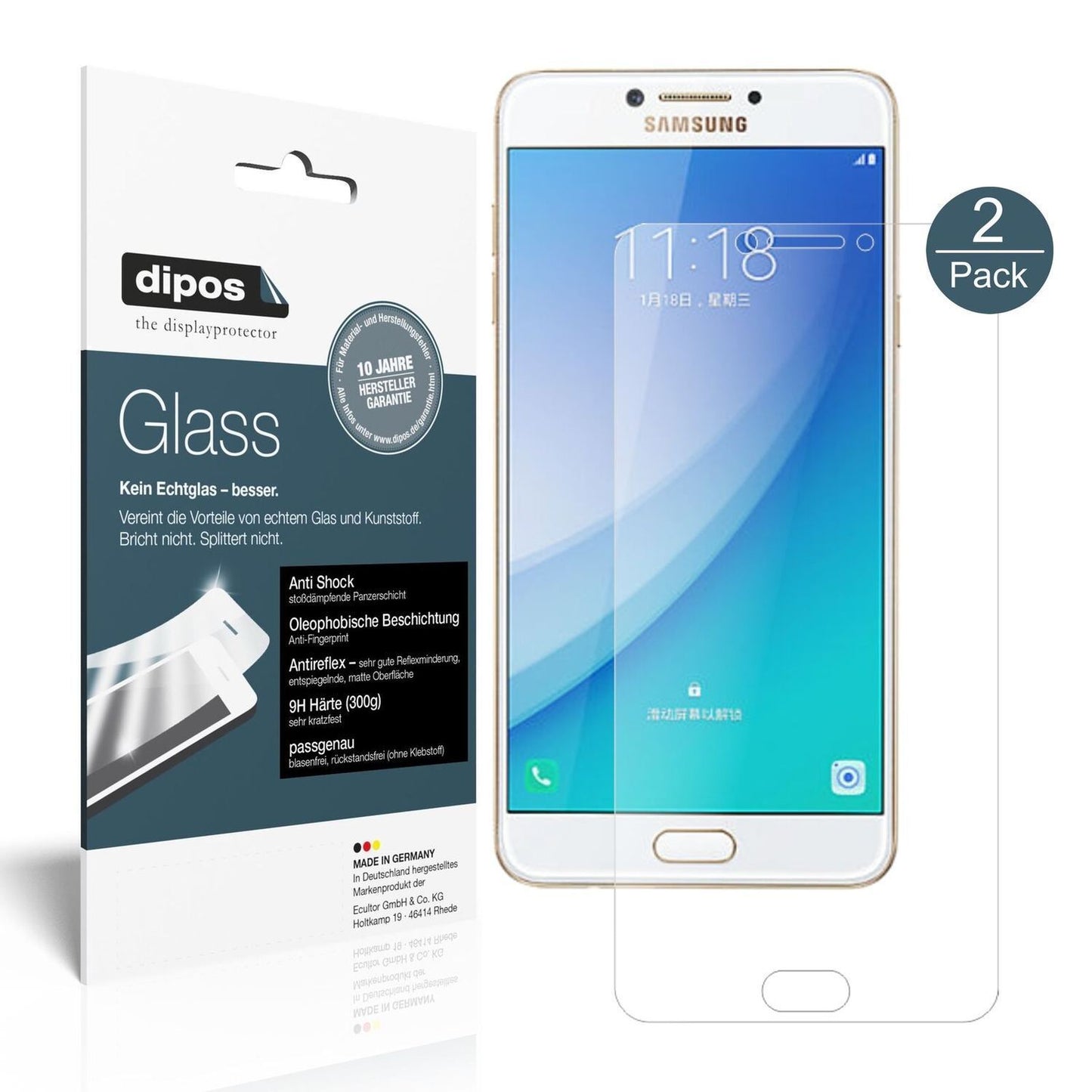 1x 9H Schutzfolie matt für Samsung Galaxy C7 Pro P (2)