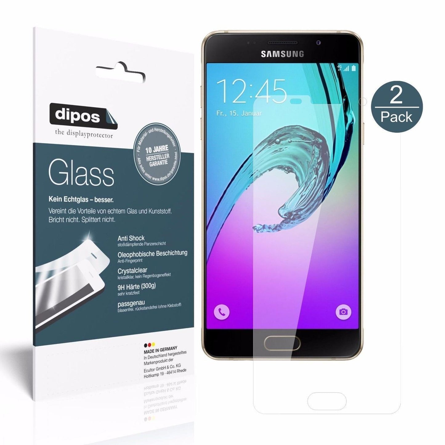 1x 9H Schutzfolie für Samsung Galaxy A5 (SM-A500F) (2)