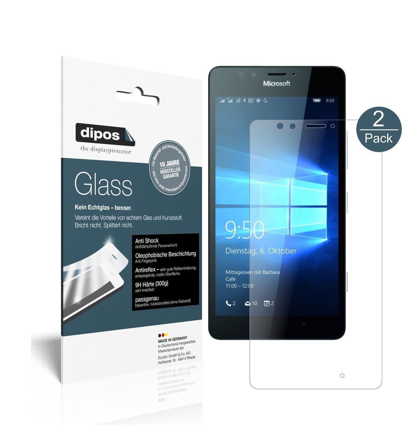 1x 9H Schutzfolie matt für Microsoft Lumia 950 Pan (2)