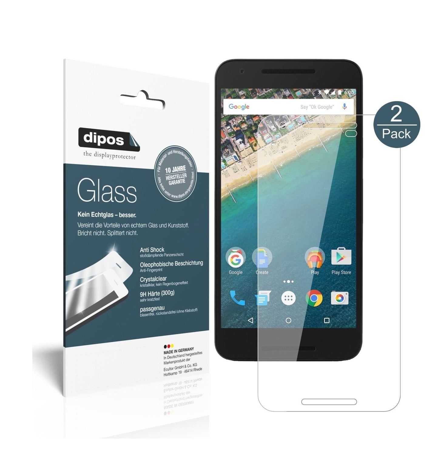 1x 9H Schutzfolie für Google Nexus 5X Panzerfolie (2)
