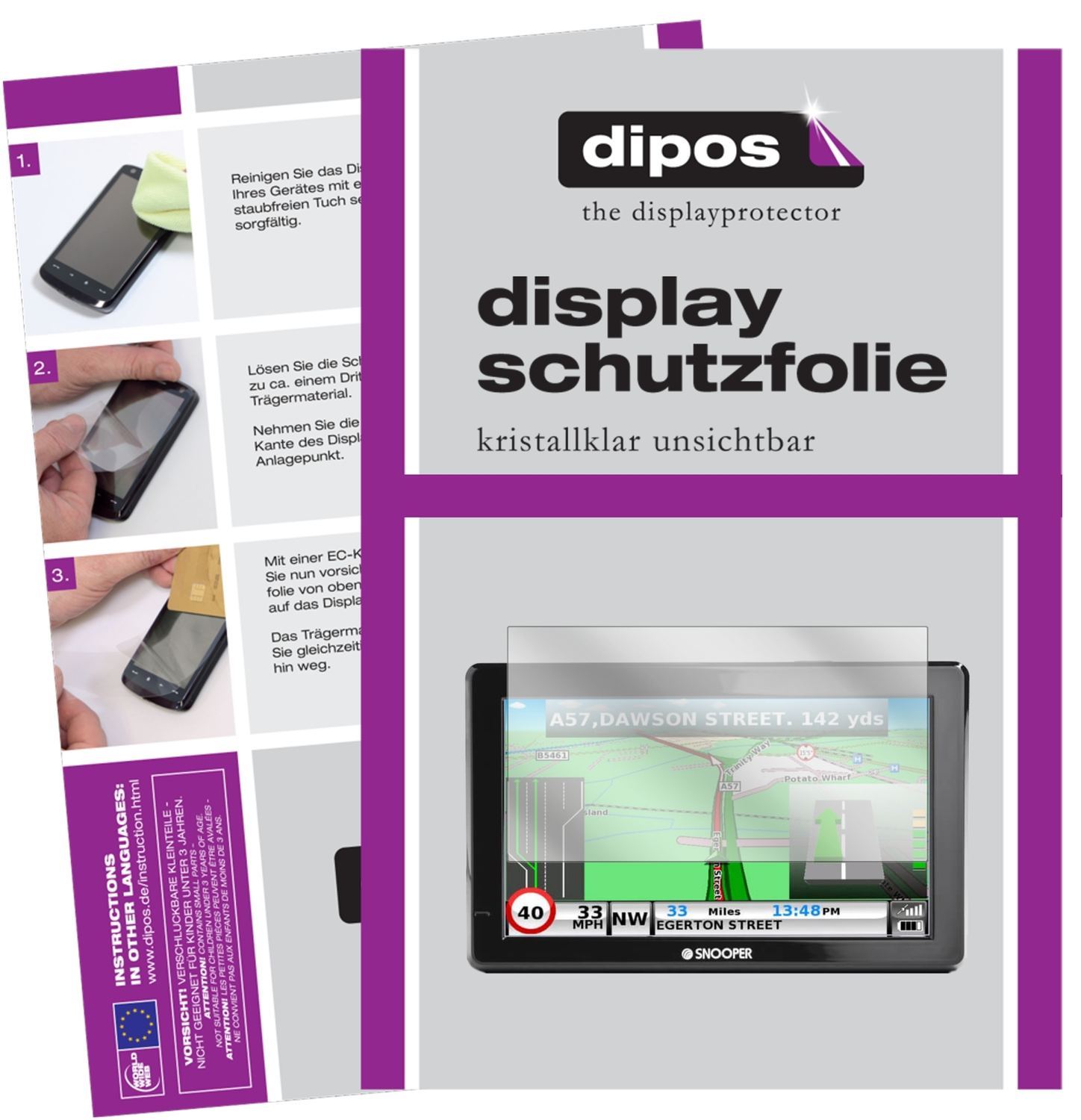 3x Schutzfolie klar für Snooper Truckmate S8000 Di (1)