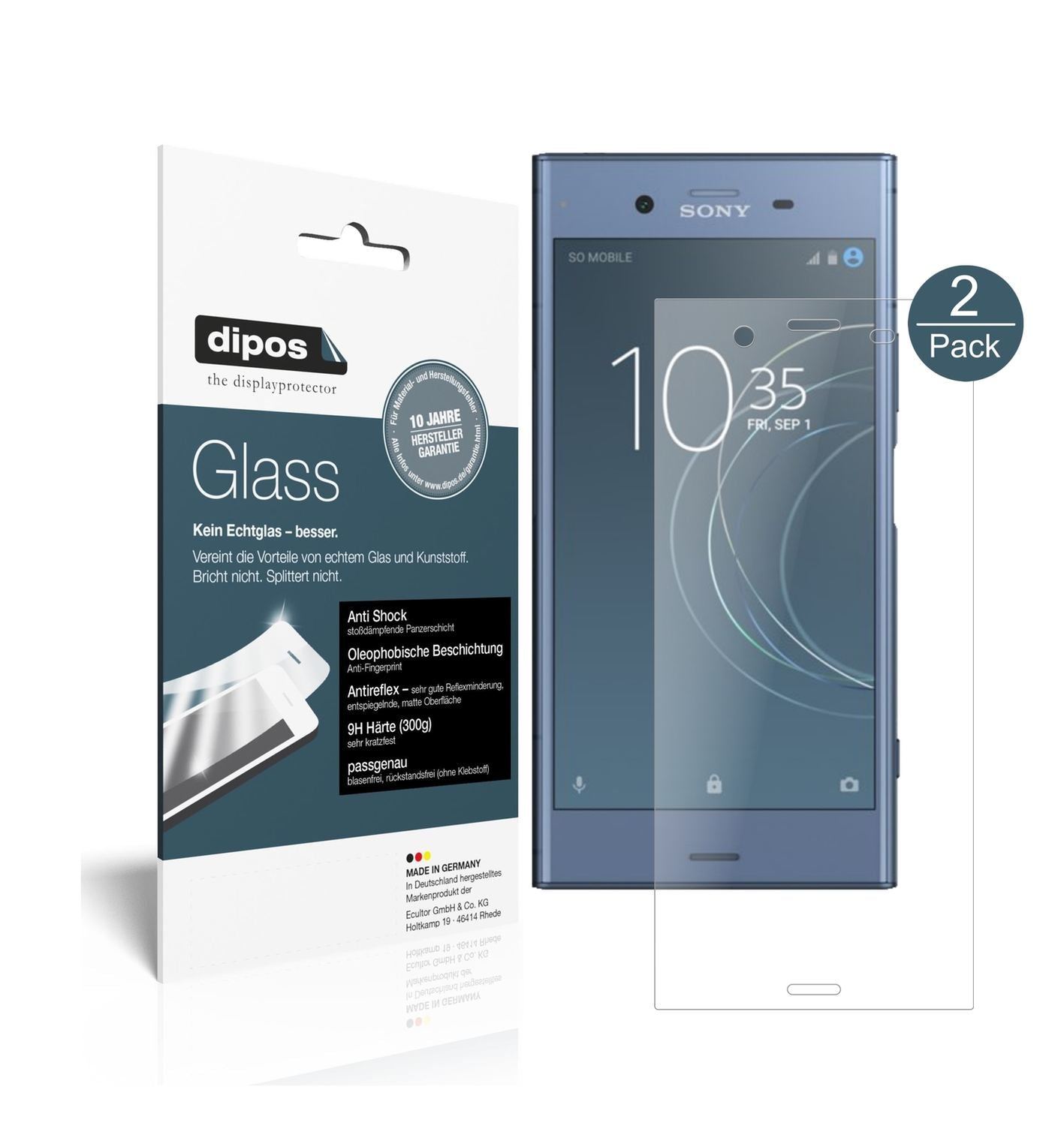 2x 9H Schutzfolie matt für Sony Xperia XZ1 Panzerf (1)