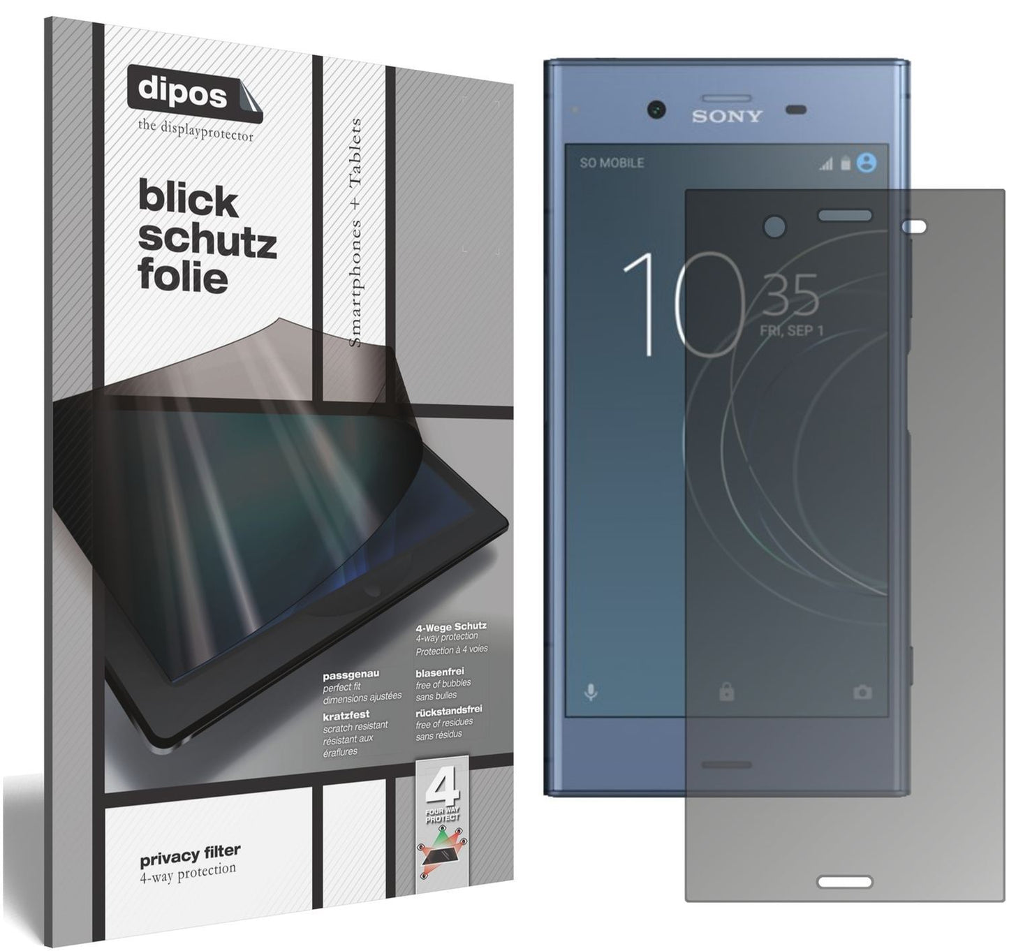 Blickschutzfolie für Sony Xperia XZ1 matt Schutzfo (1)