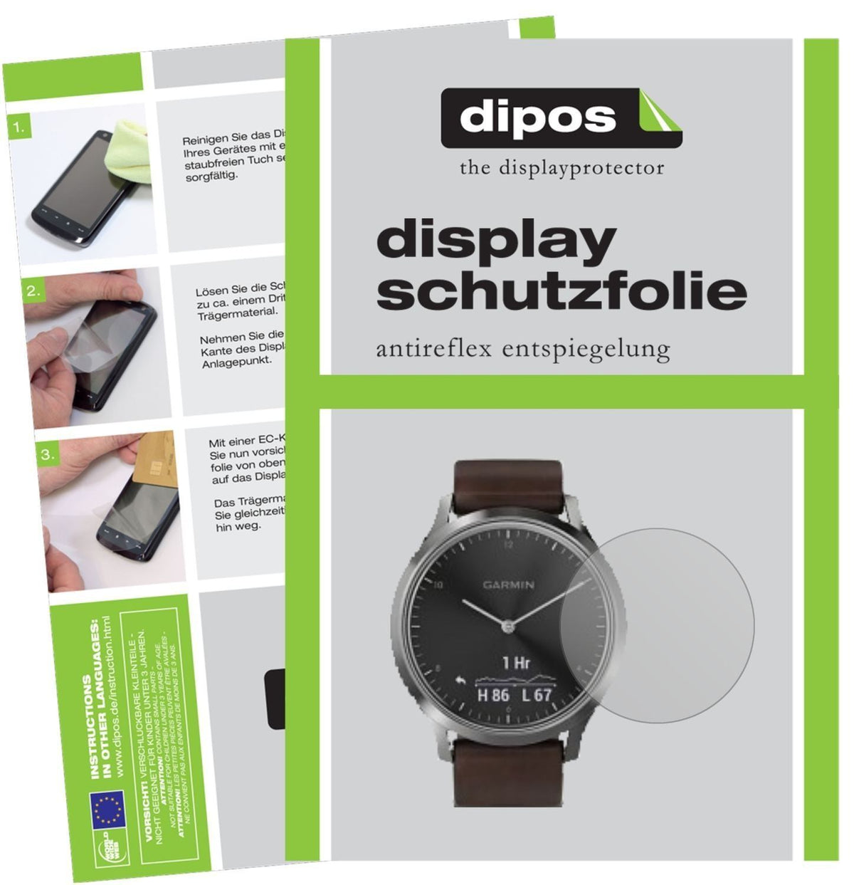 6x Schutzfolie matt für Garmin vivomove HR Display (1)