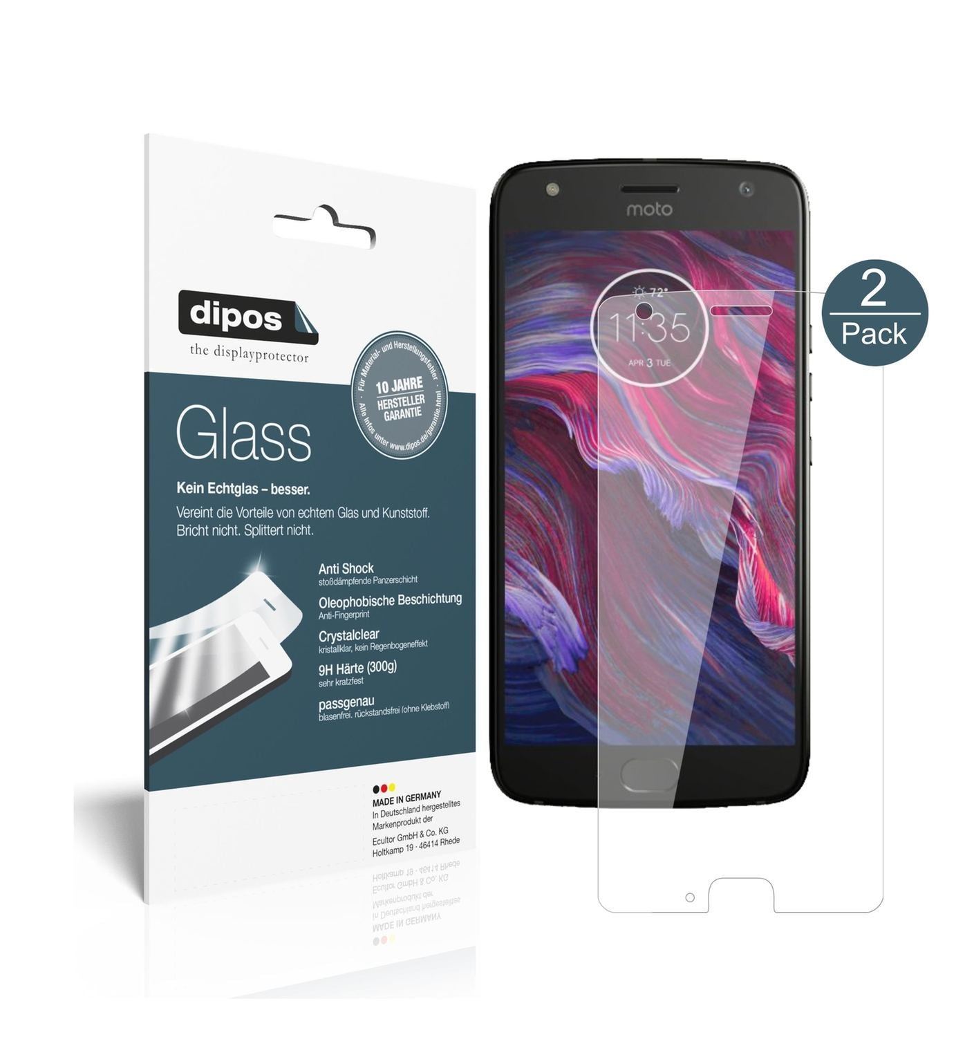 2x 9H Schutzfolie für Lenovo Motorola Moto X4 Panz (1)
