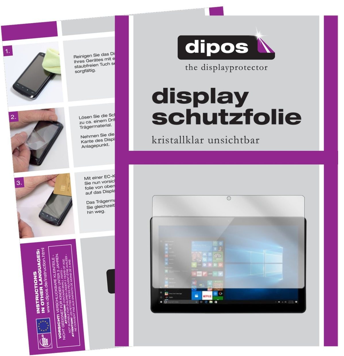 2x Schutzfolie klar für Odys Fusion Win 12 Pro 2in (1)
