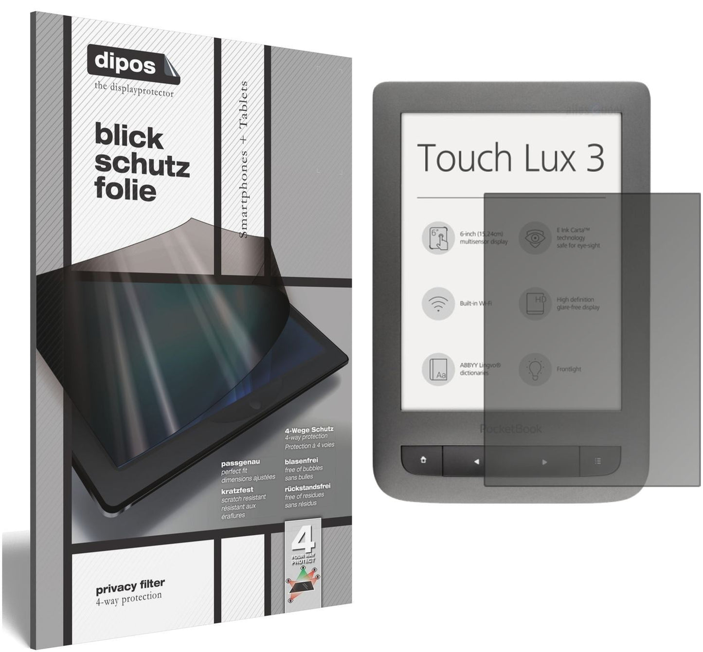 Blickschutzfolie für Pocketbook Touch Lux 3 PB626  (1)