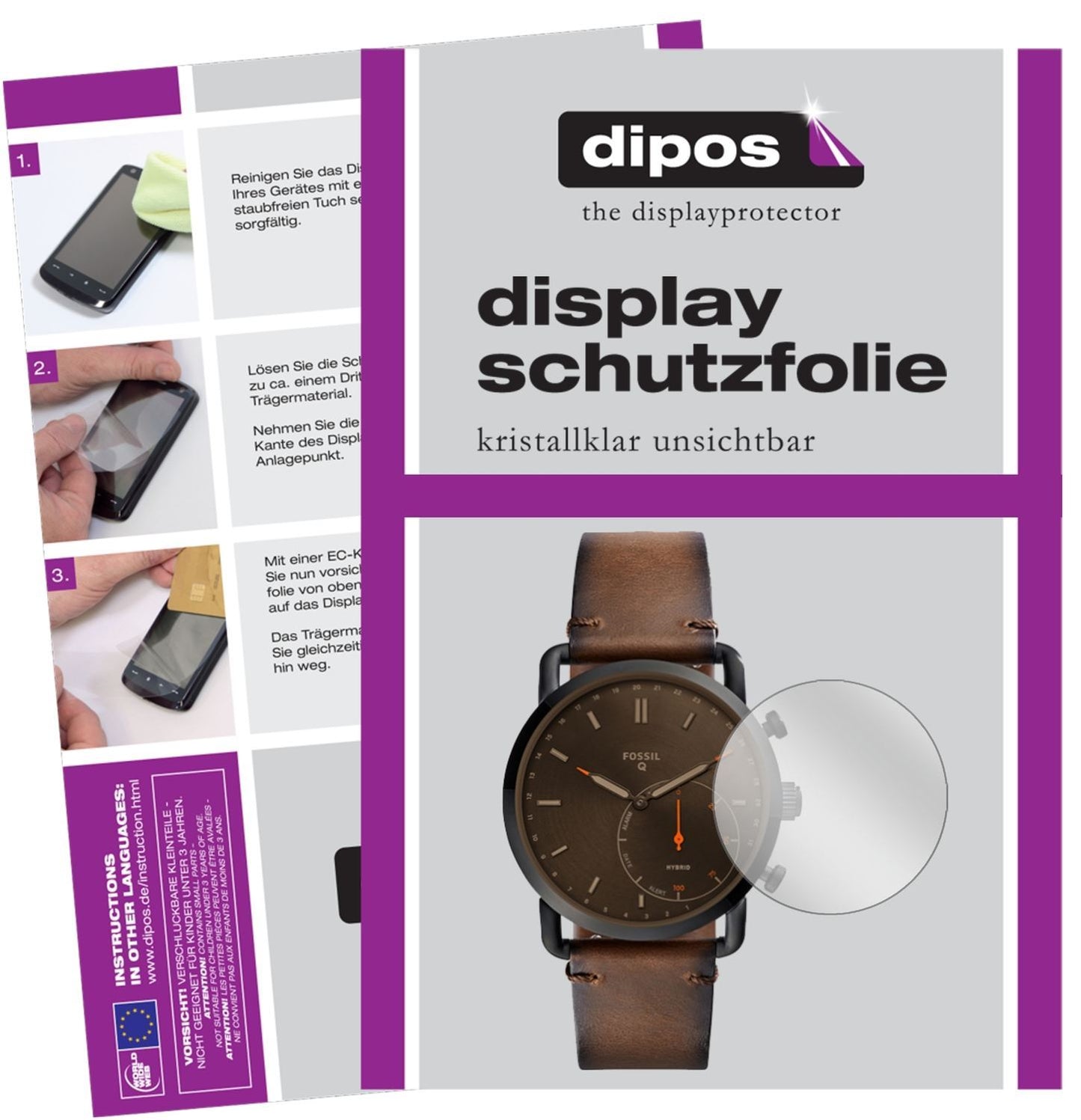 6x Schutzfolie klar für Fossil Q Commuter Display- (1)