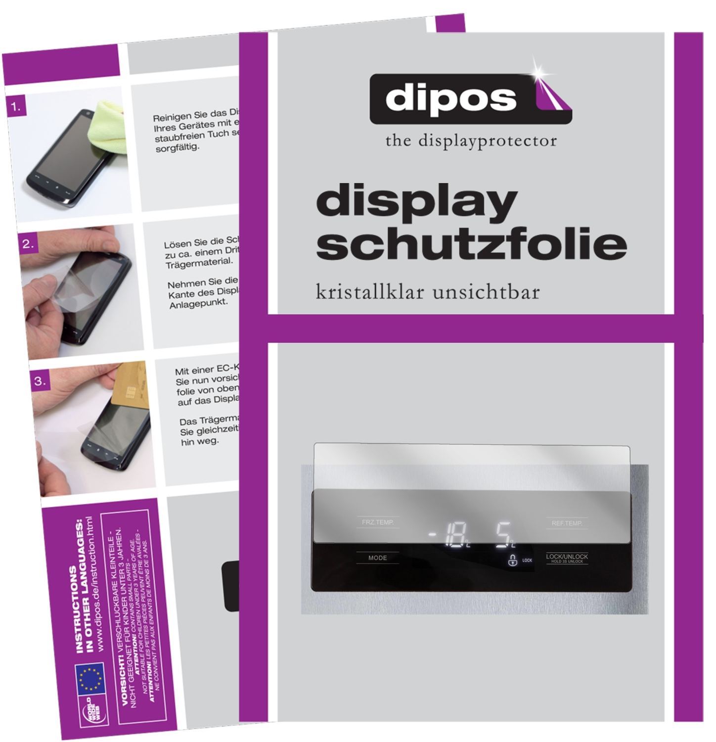 2x Schutzfolie klar für Comfee SBS 527 NFA+ Displa (1)