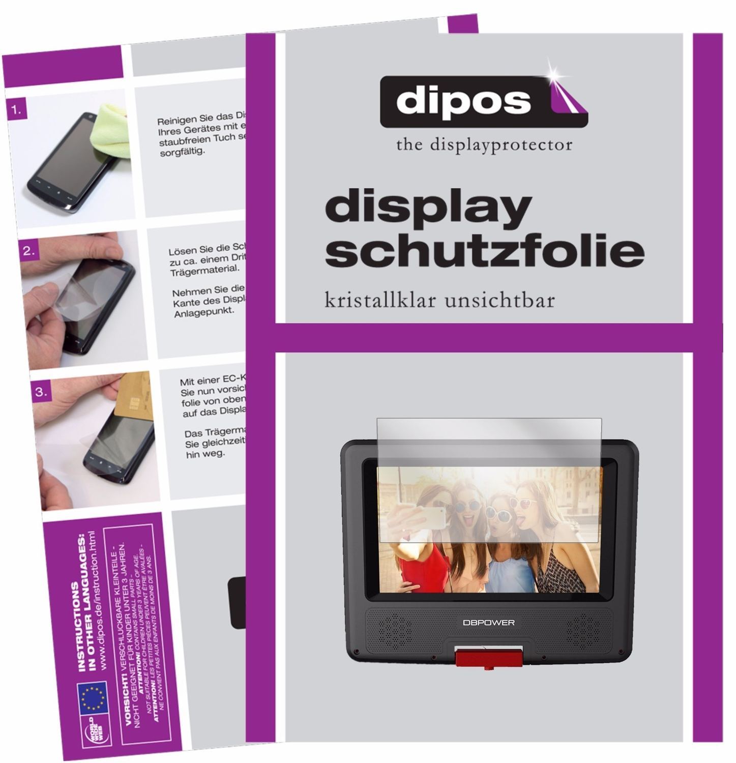 3x Schutzfolie klar für DBPower 7,5 Zoll Tragbarer (1)