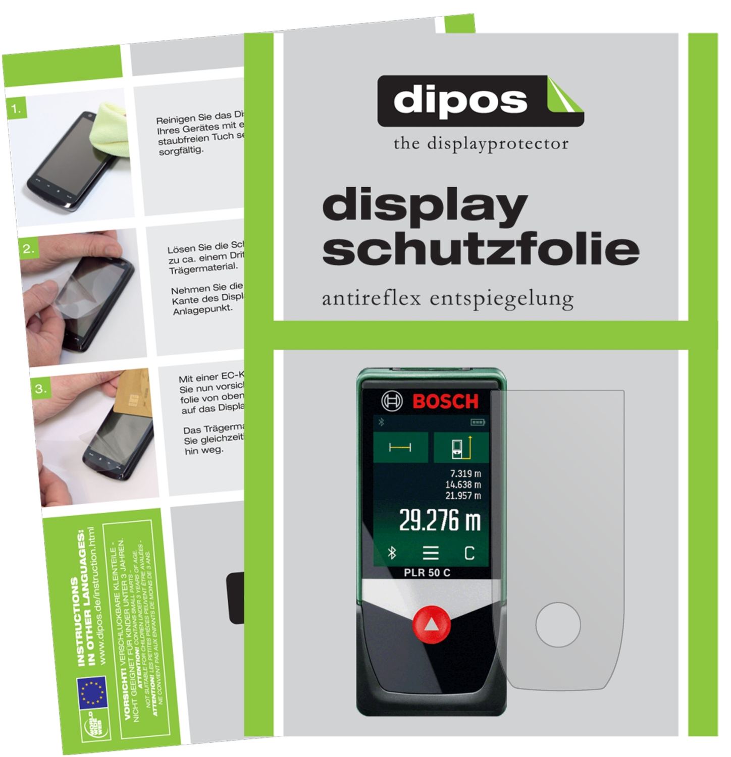 3x Schutzfolie matt für Bosch PLR 50 C Display-Sch (1)