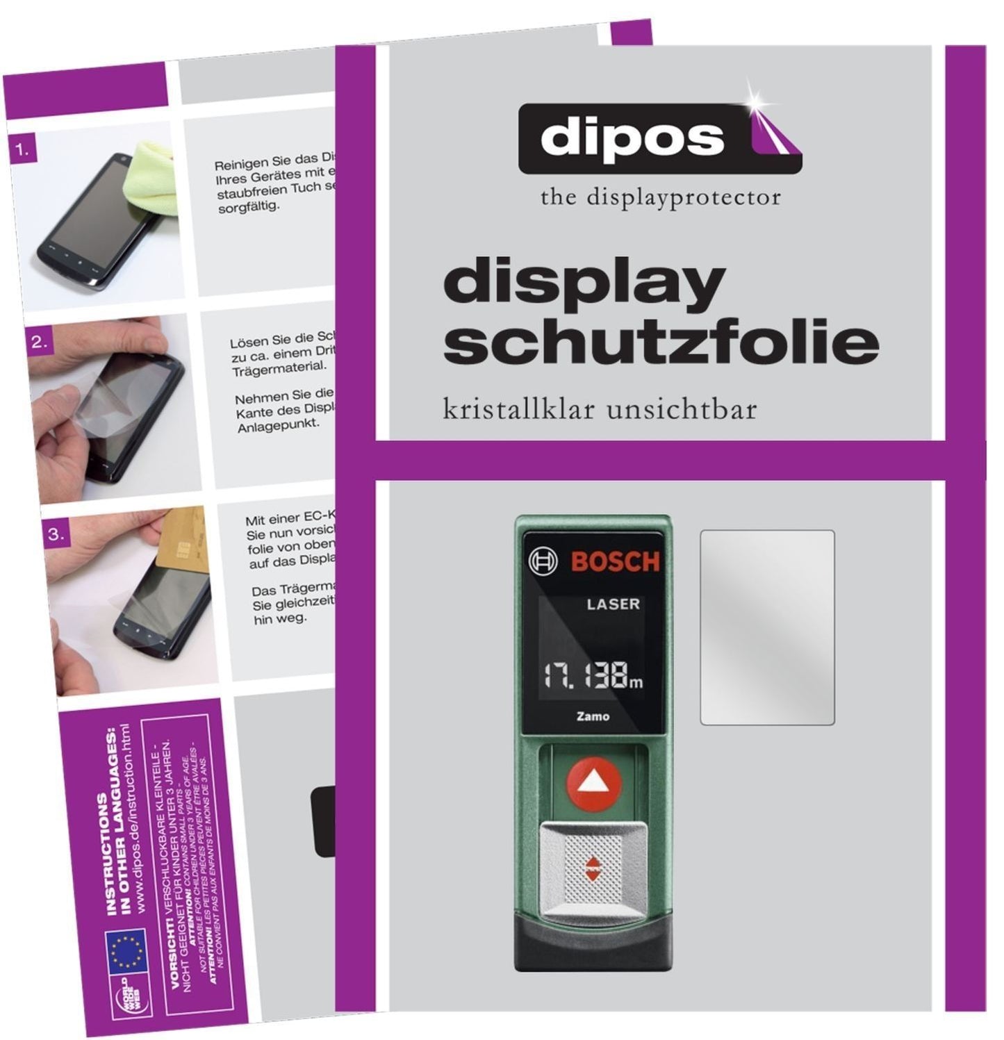 3x Schutzfolie klar für Bosch Zamo 1. Generation D (1)