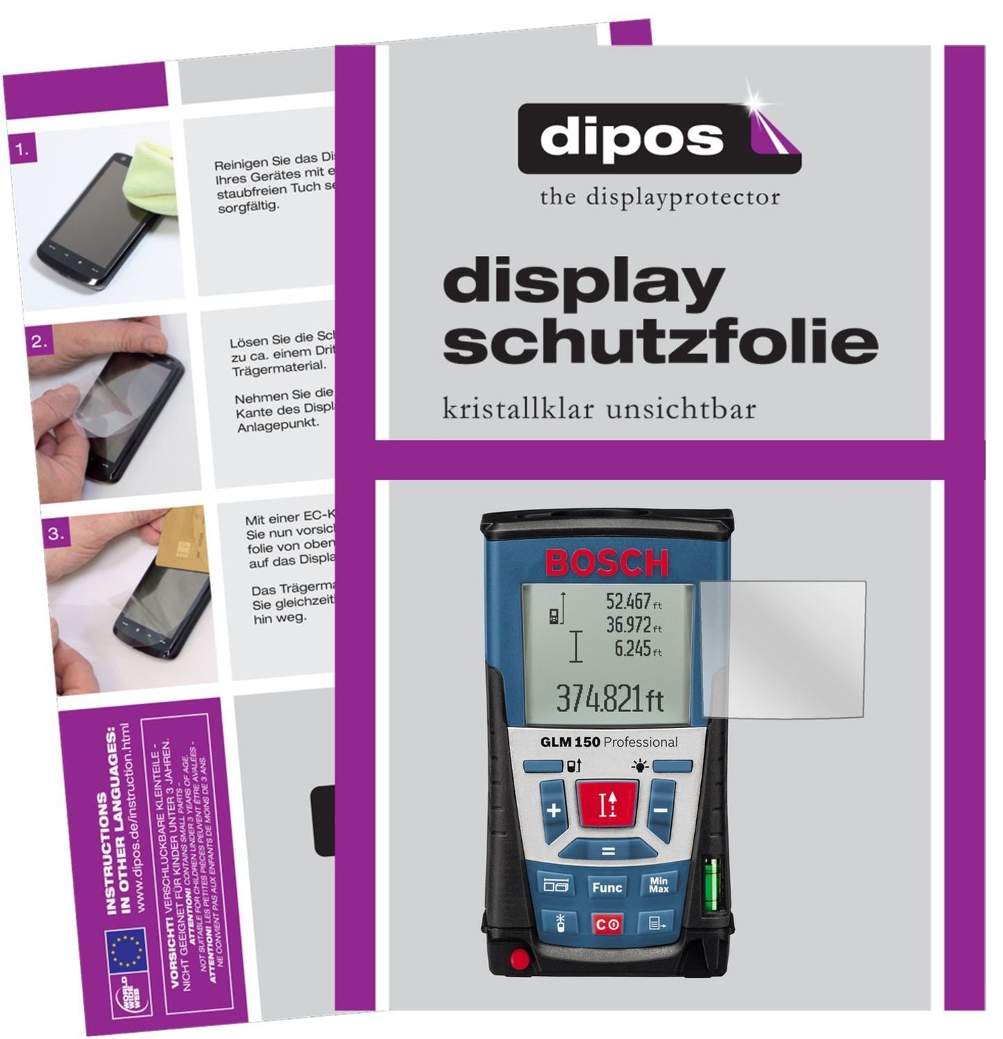 3x Schutzfolie klar für Bosch Professional GLM 150 (1)