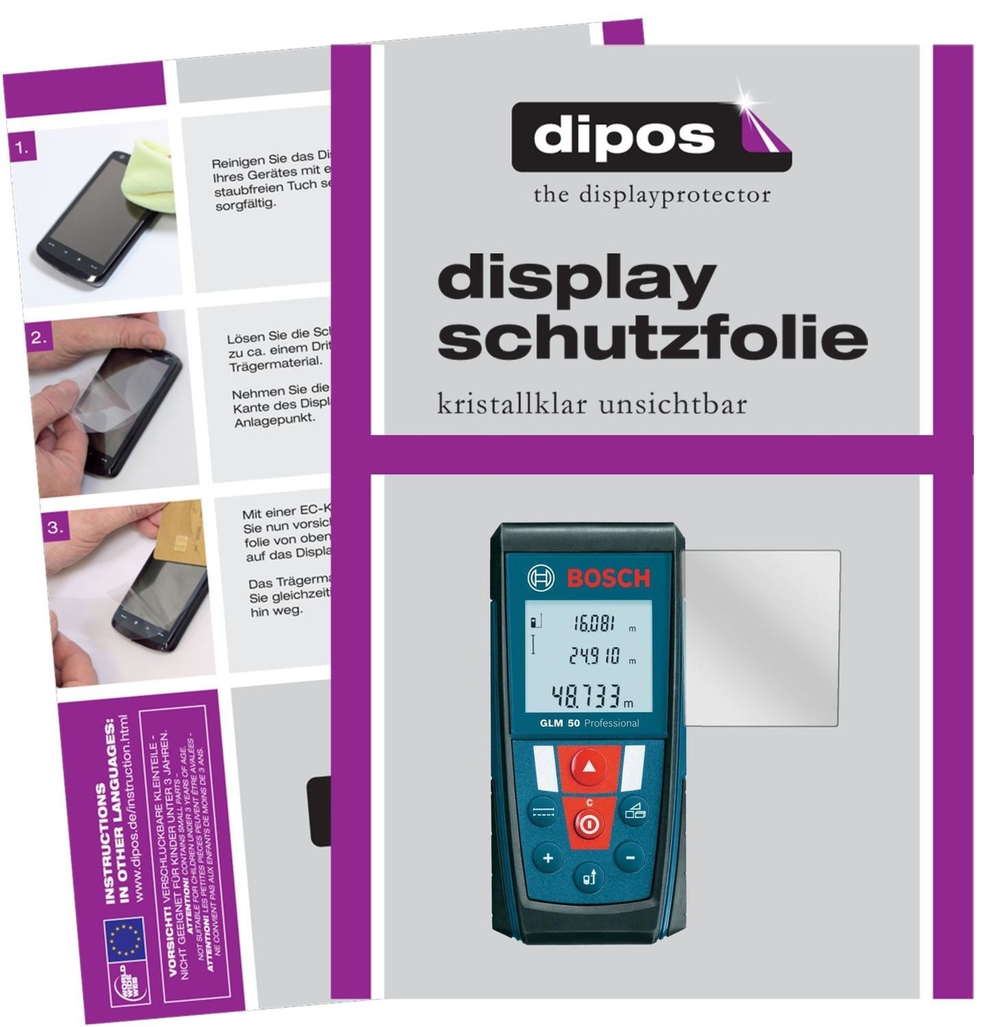 3x Schutzfolie klar für Bosch Professional GLM 50  (1)