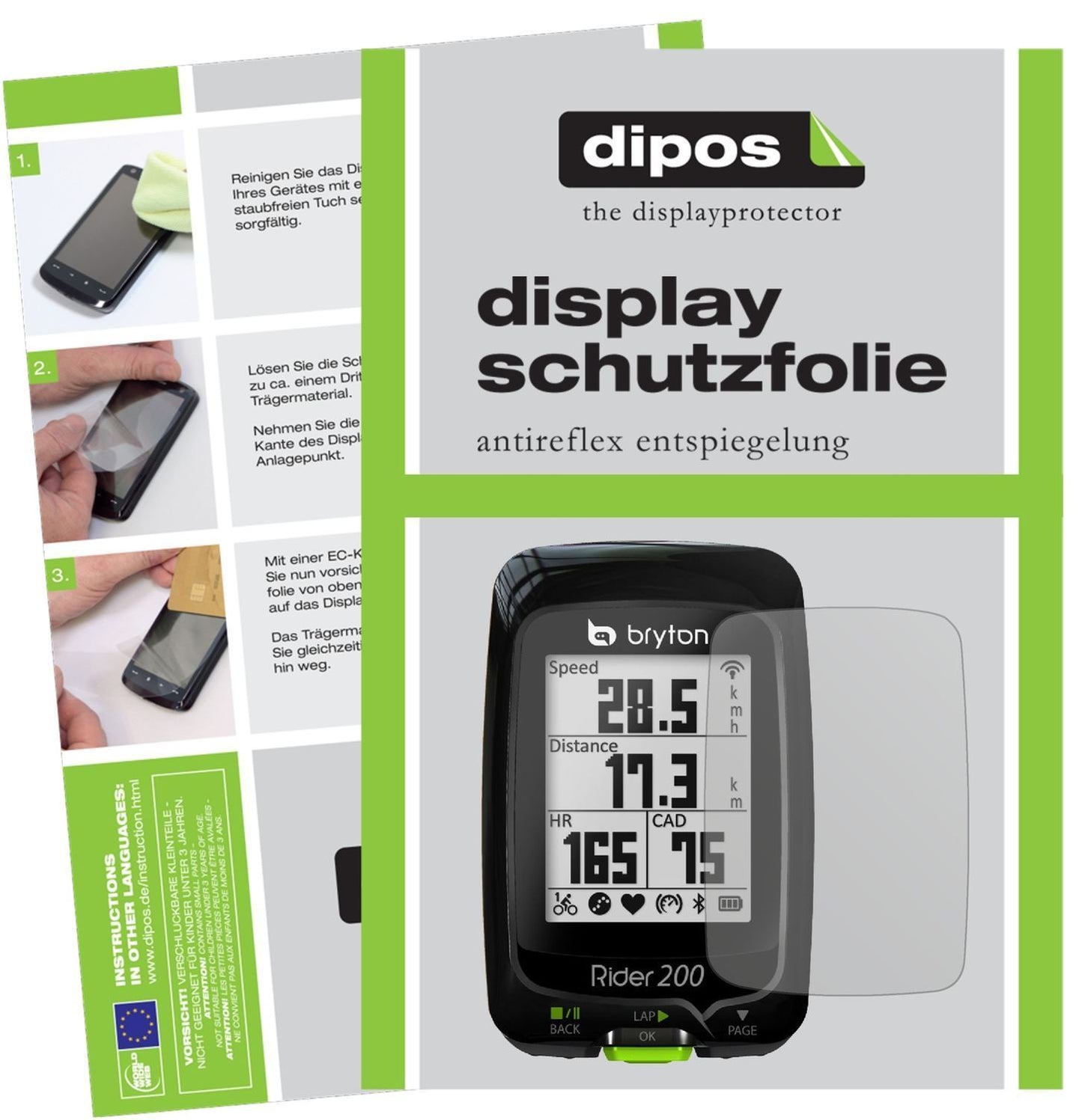 3x Schutzfolie matt für Bryton Rider 200 Display-S (1)