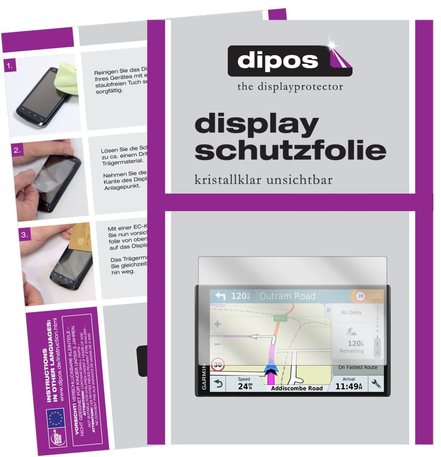 3x Schutzfolie klar für Garmin DriveSmart 61 LMT-D (1)