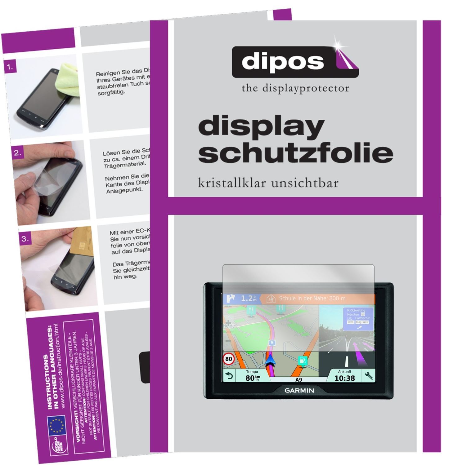 3x Schutzfolie klar für Garmin Drive 51 LMT-S Disp (1)