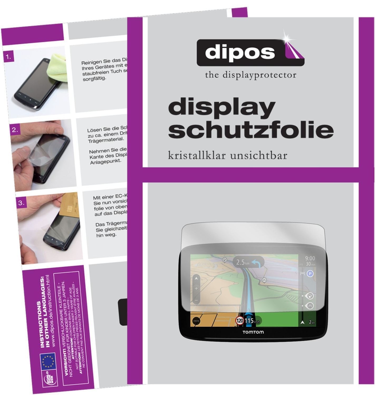 3x Schutzfolie klar für TomTom Start 62 Display-Sc (1)