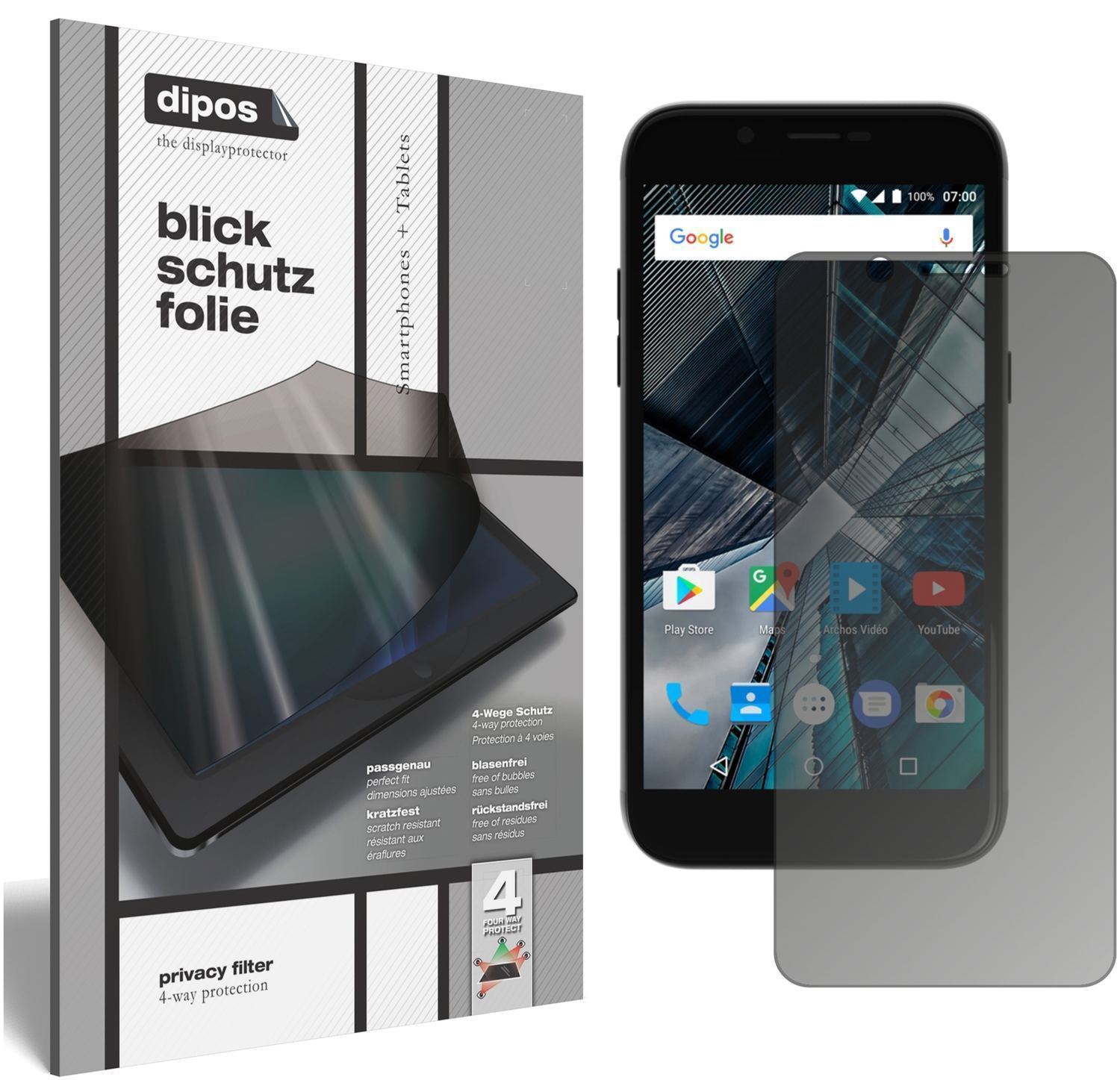 Blickschutzfolie für Archos 55 Graphite matt Schut (1)
