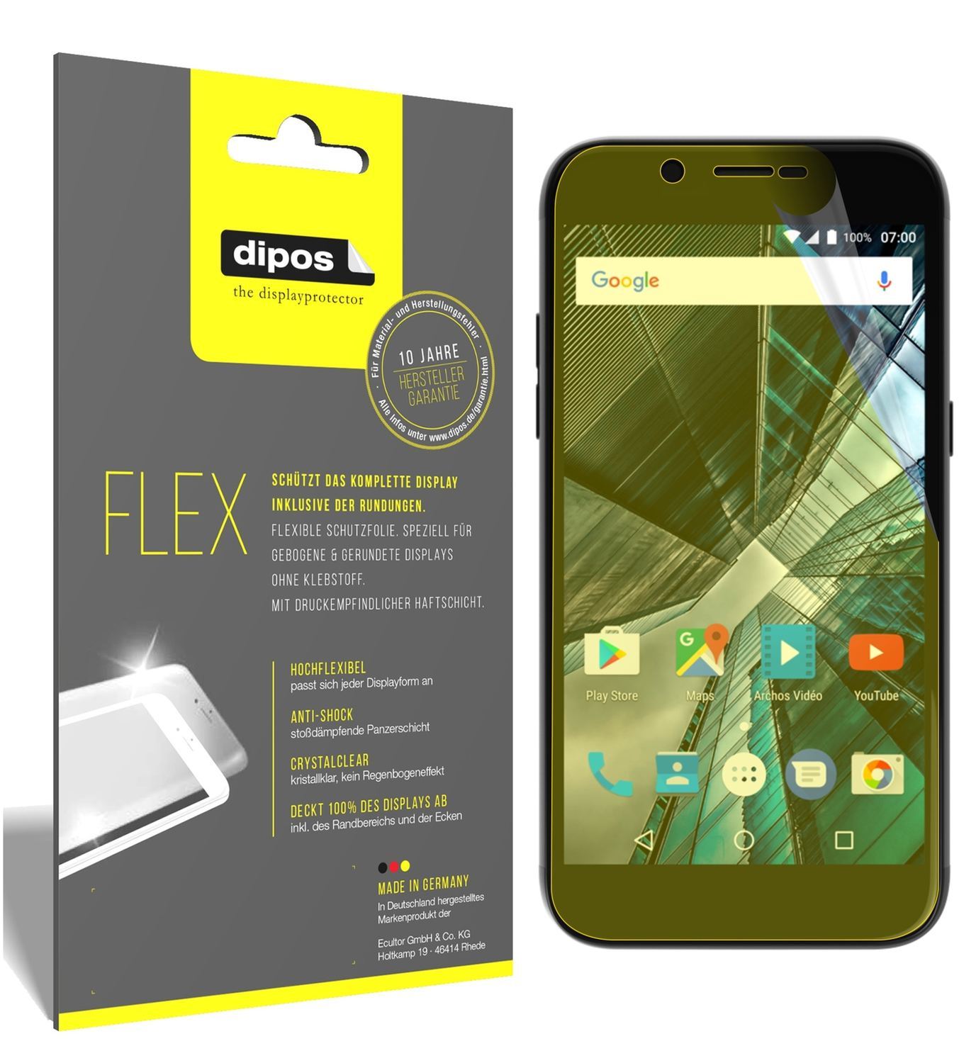3x 3D Full Cover Schutzfolie für Archos 50 Graphit (1)