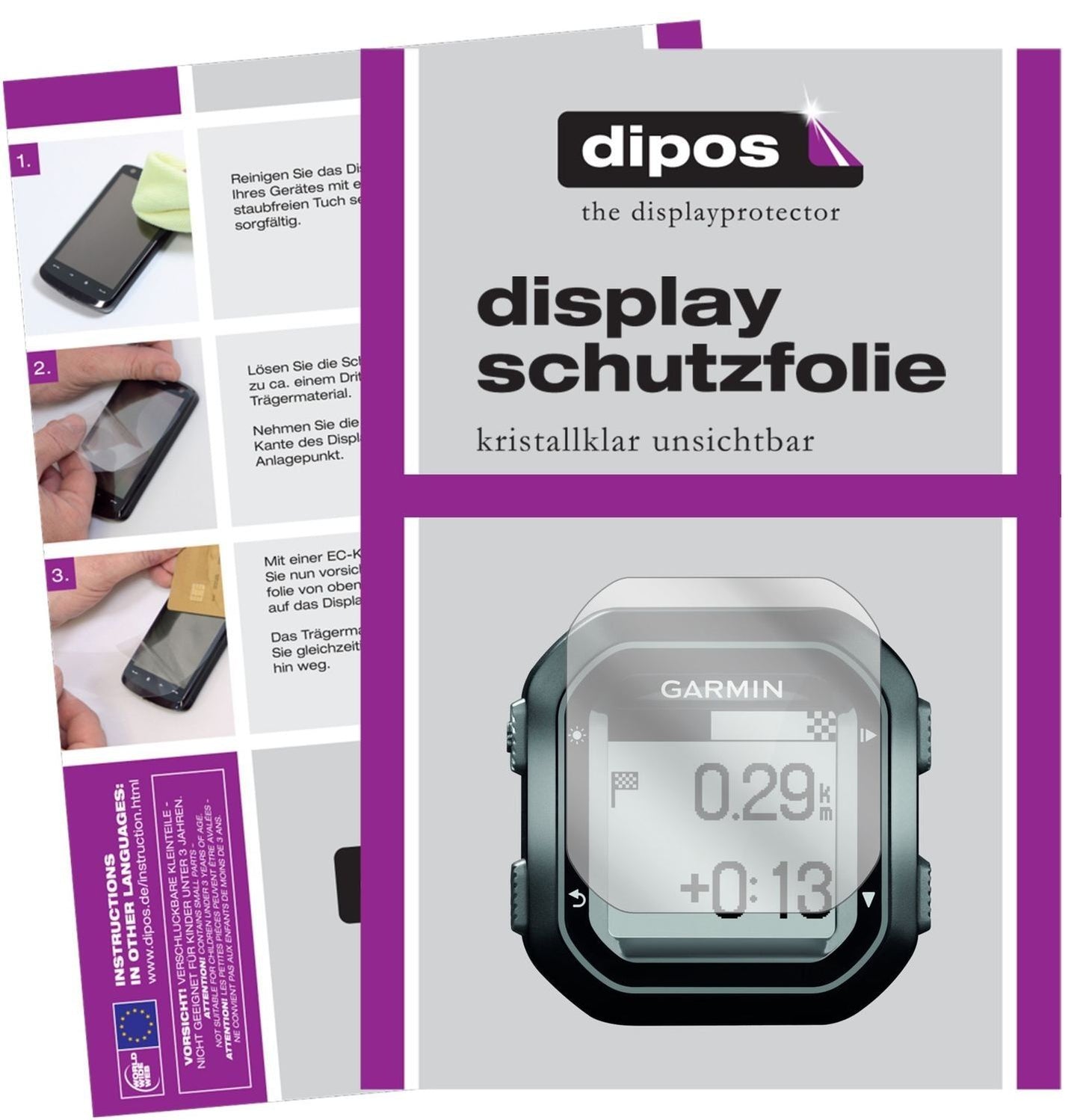 6x Schutzfolie klar für Garmin Edge 20 Display-Sch (1)