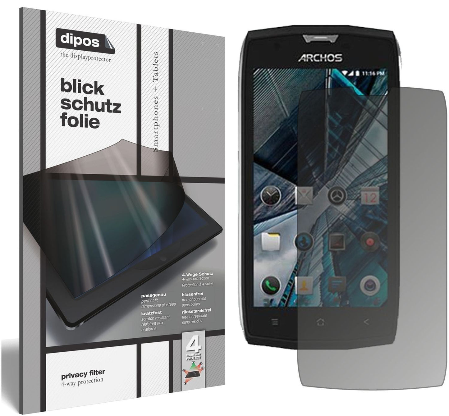 Blickschutzfolie für Archos Sense 50 X matt Schutz (1)