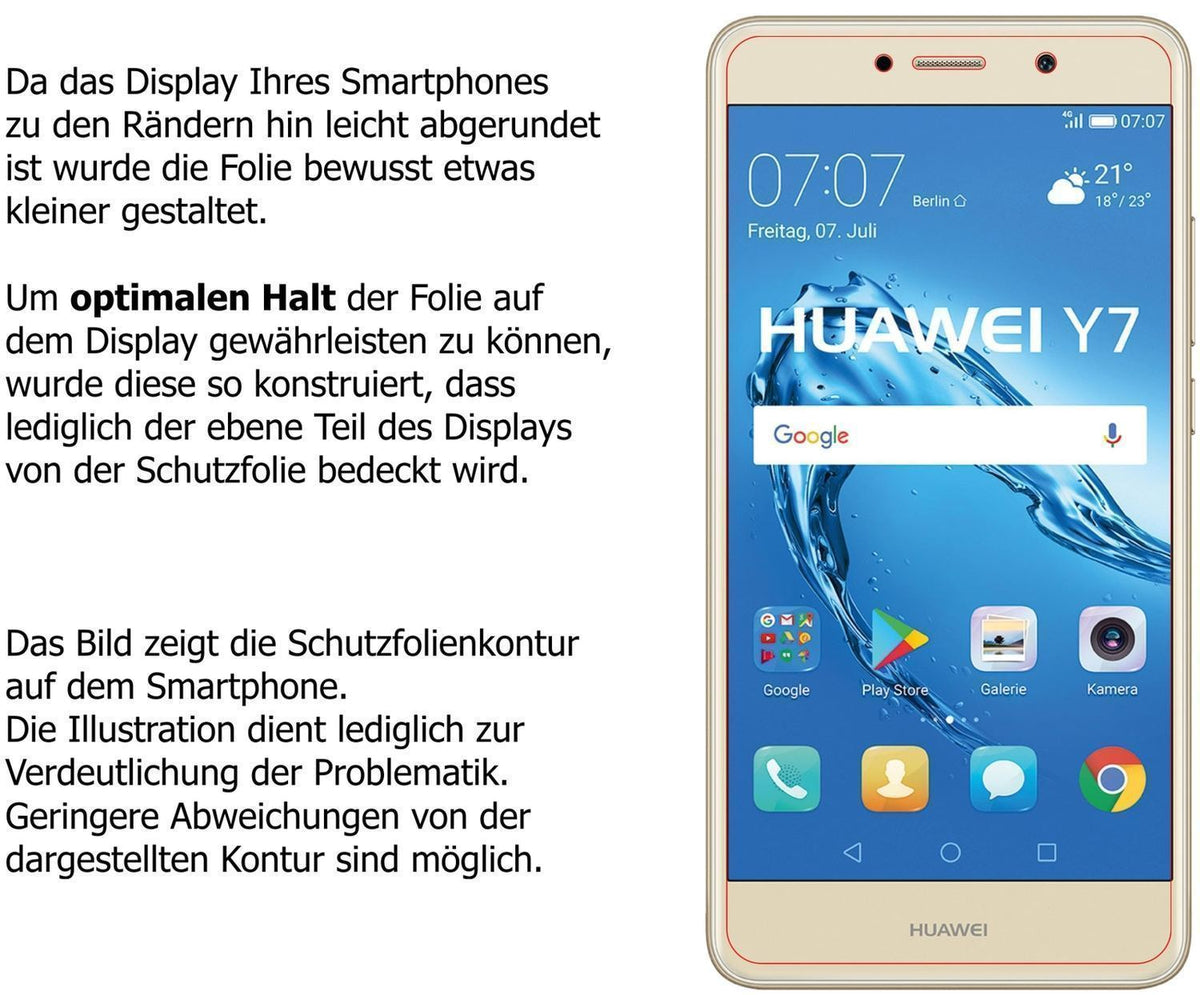 2x Schutzfolie matt für Huawei Y7 (2017) Display-S (6)