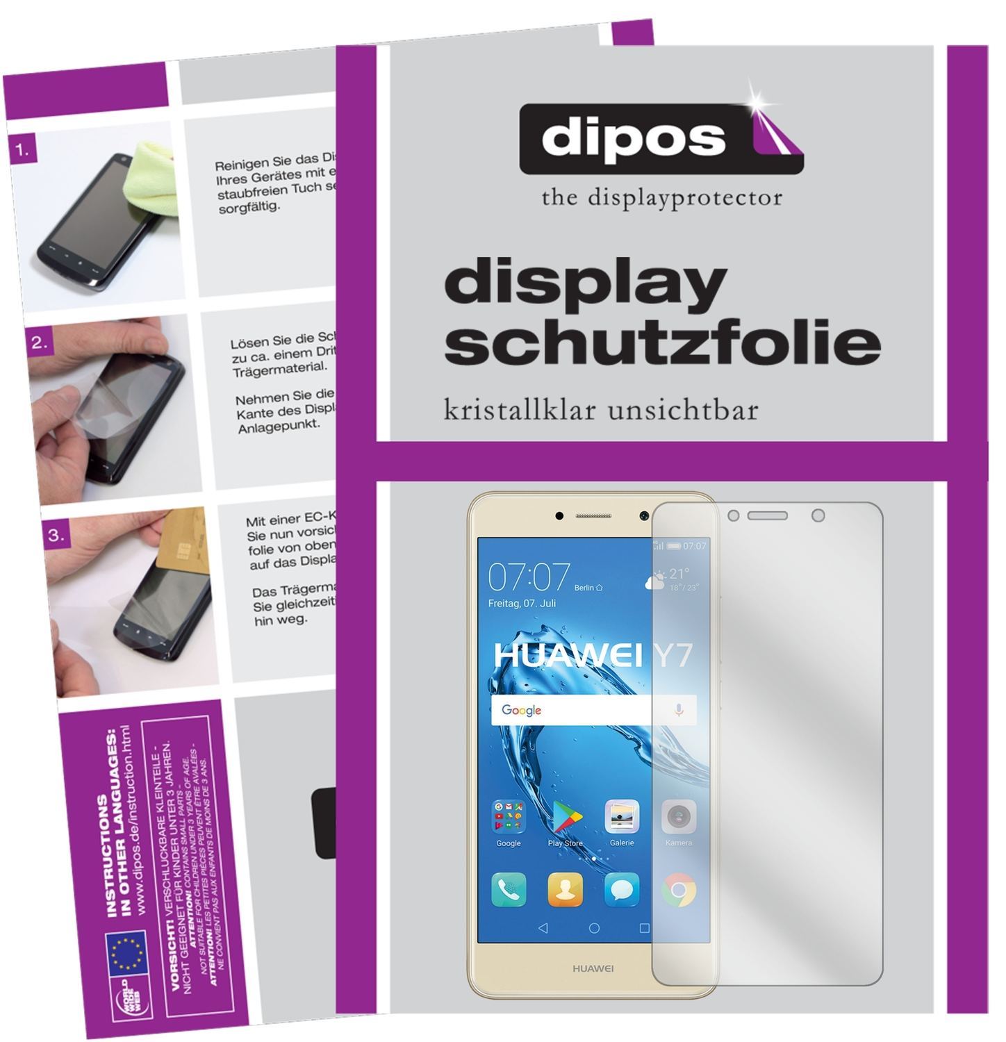2x Schutzfolie klar für Huawei Y7 (2017) Display-S (1)