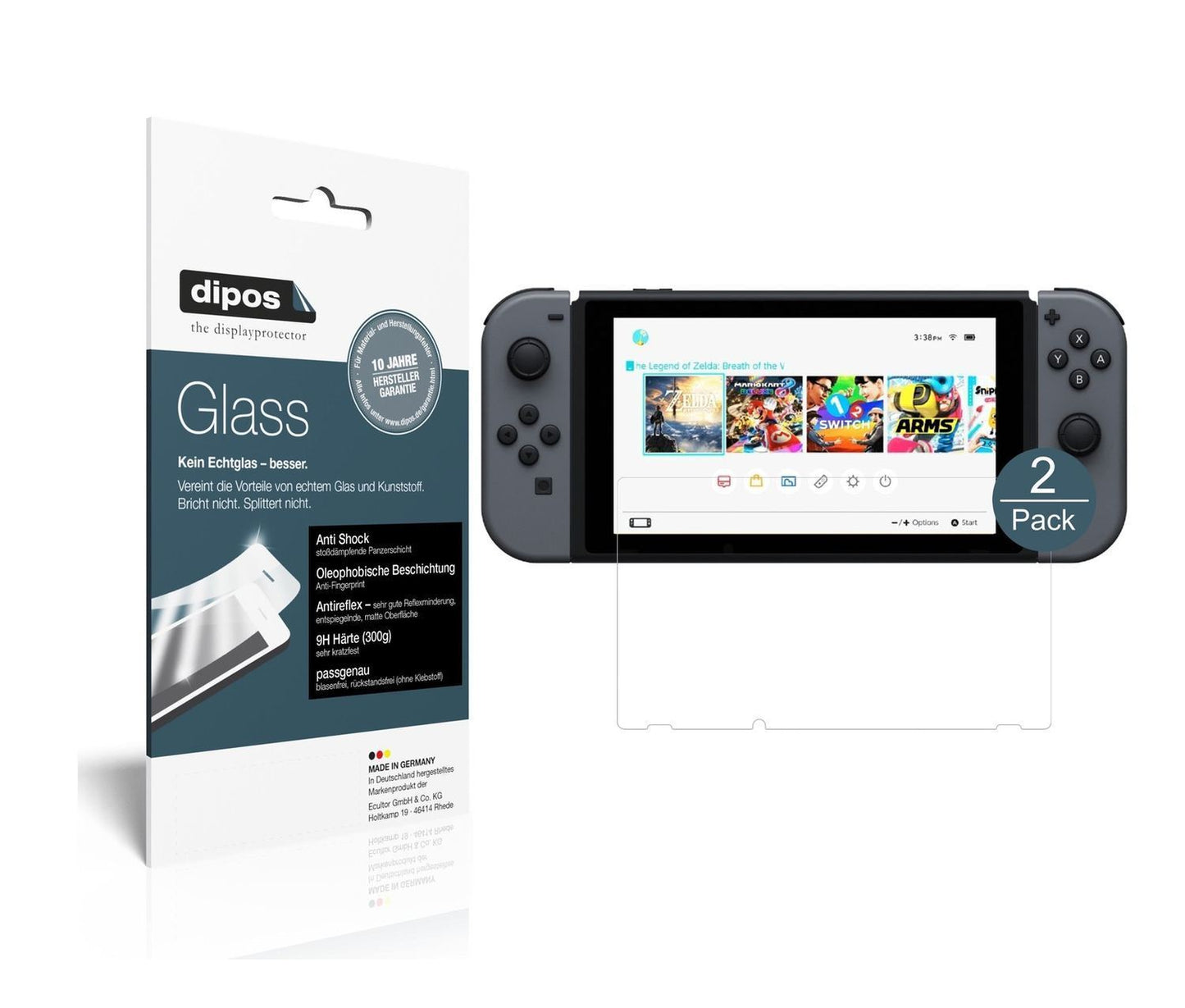 2x 9H Schutzfolie matt für Nintendo Switch Panzerf (2)