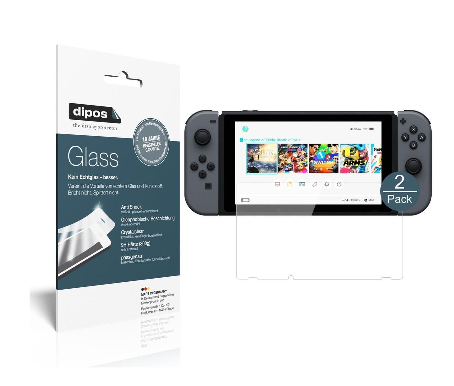 2x 9H Schutzfolie für Nintendo Switch Panzerfolie (2)