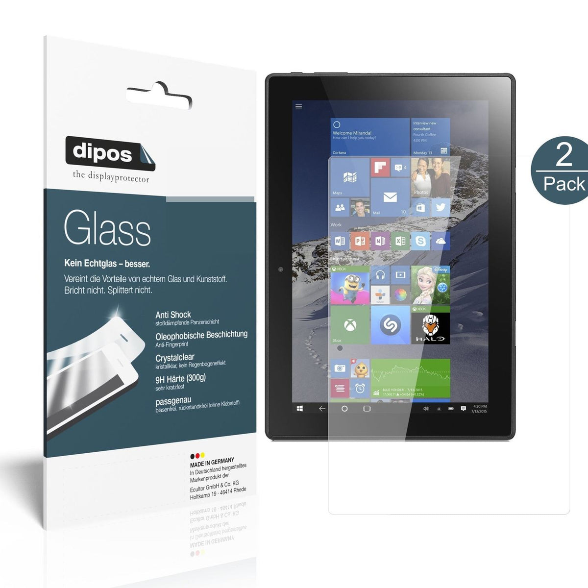 2x 9H Schutzfolie für Lenovo Miix 310 Panzerfolie (2)