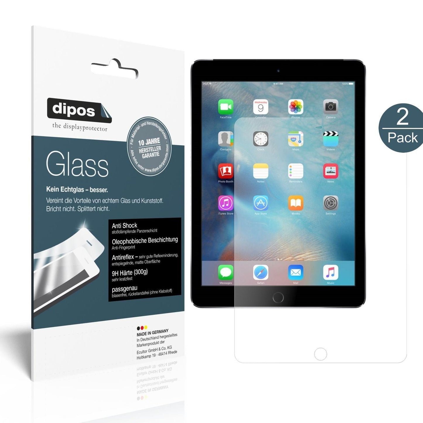 2x 9H Schutzfolie matt für Apple iPad Air / Air 2  (2)