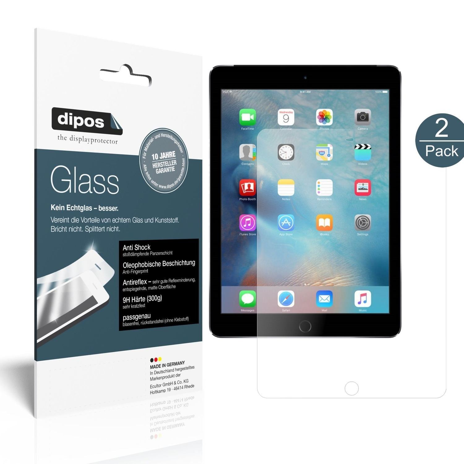 2x 9H Schutzfolie matt für Apple iPad Air / Air 2  (2)