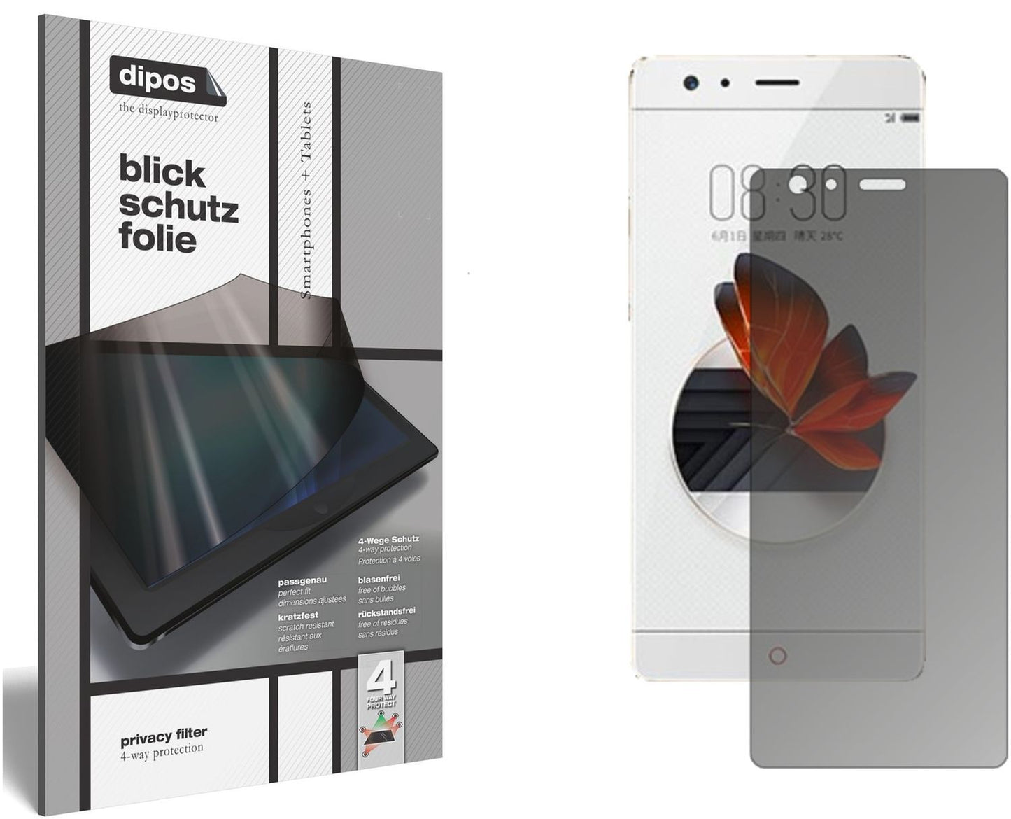 Blickschutzfolie für ZTE Nubia Z17 matt Schutzfoli (1)