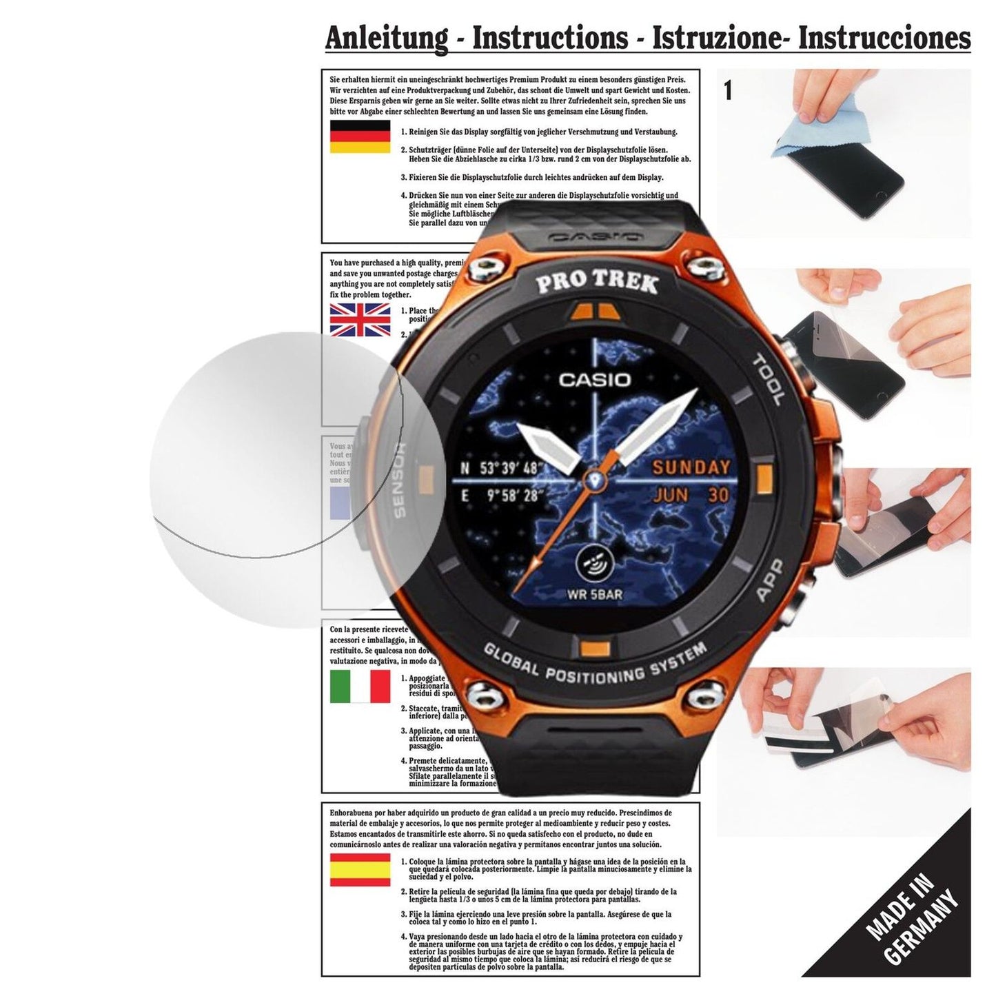 6x Schutzfolie klar für Casio WSD-F20 Display-Schu (1)