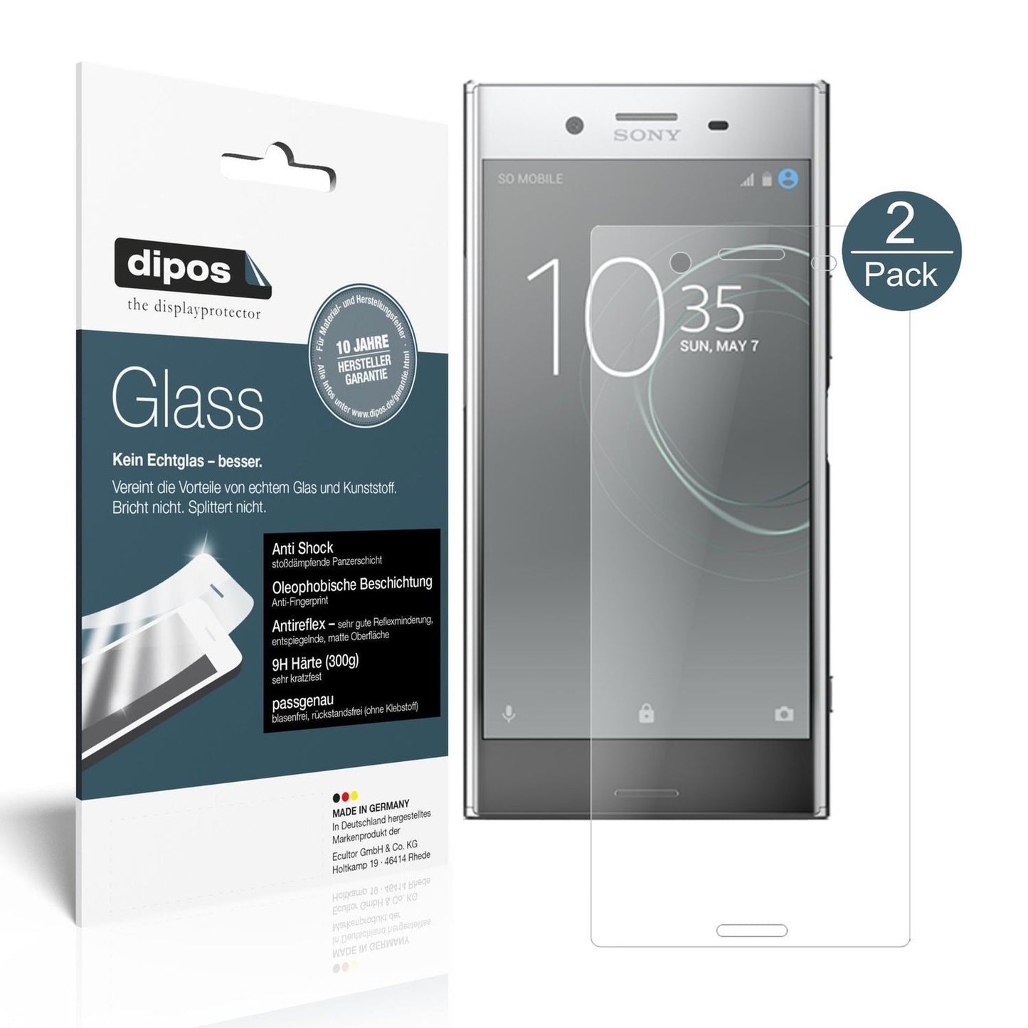 2x 9H Schutzfolie matt für Sony Xperia XZ Premium  (1)