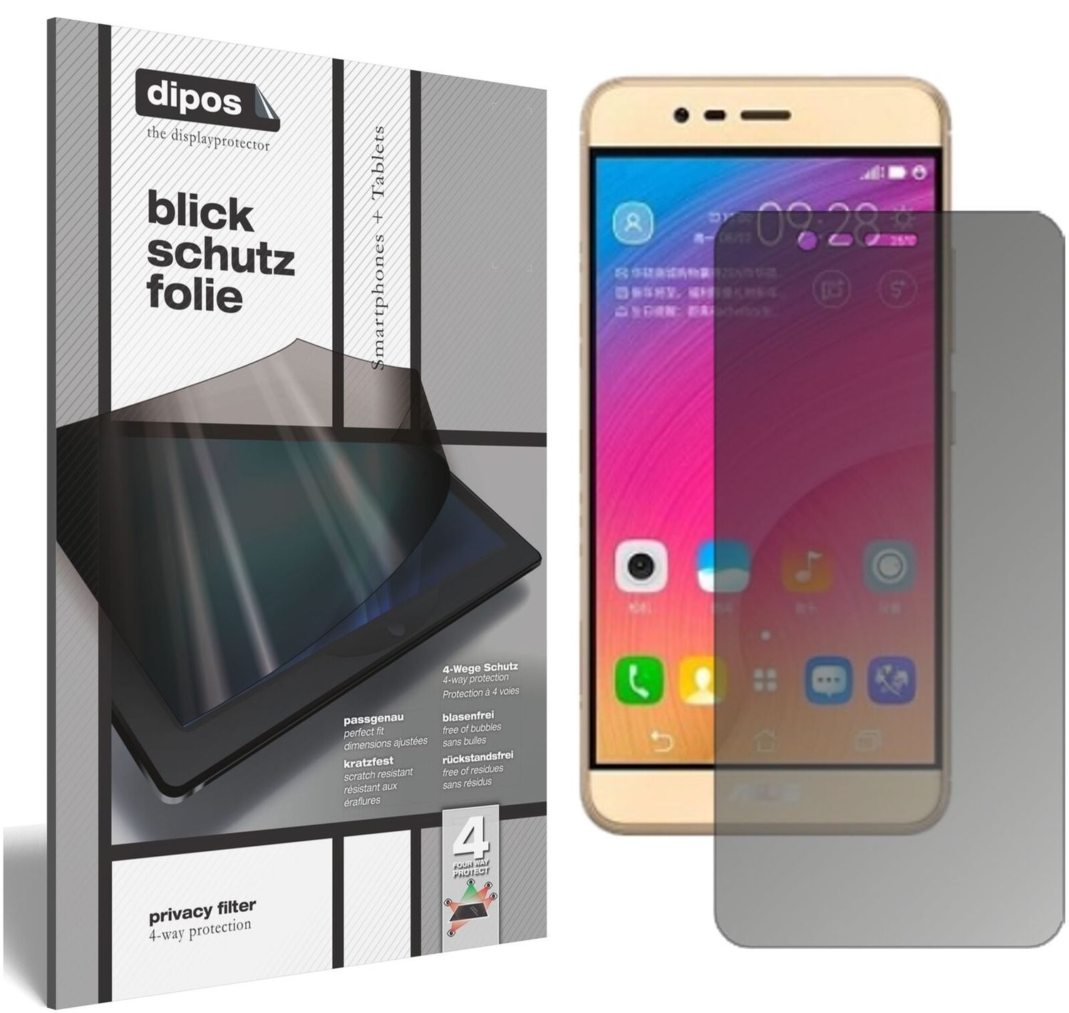 Blickschutzfolie für Asus ZenFone Pegasus 3s matt  (1)